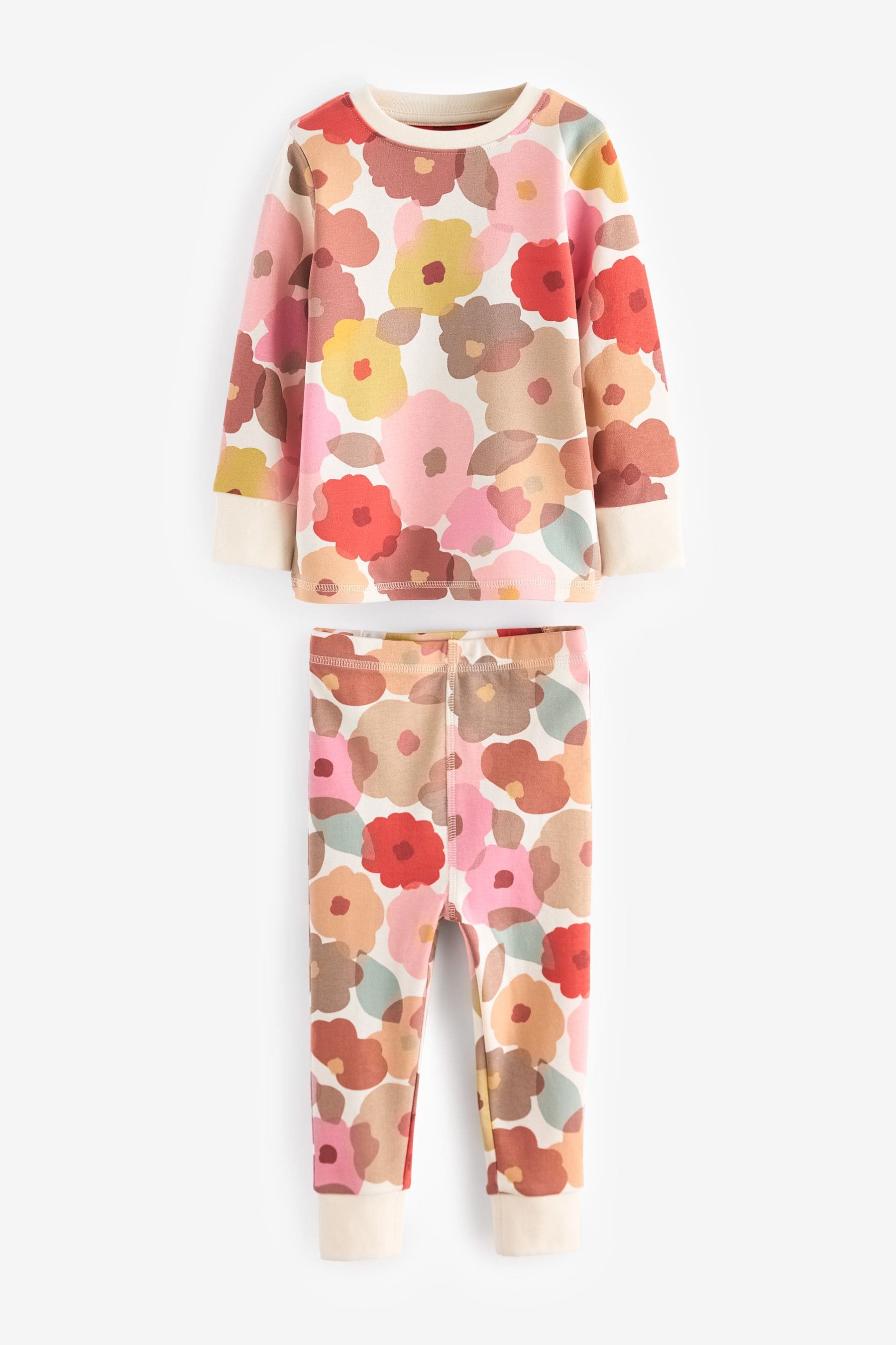 Pink/ Tan/ White Retro Floral 100% Cotton Floral Pyjamas 3 Pack (9mths-16yrs)