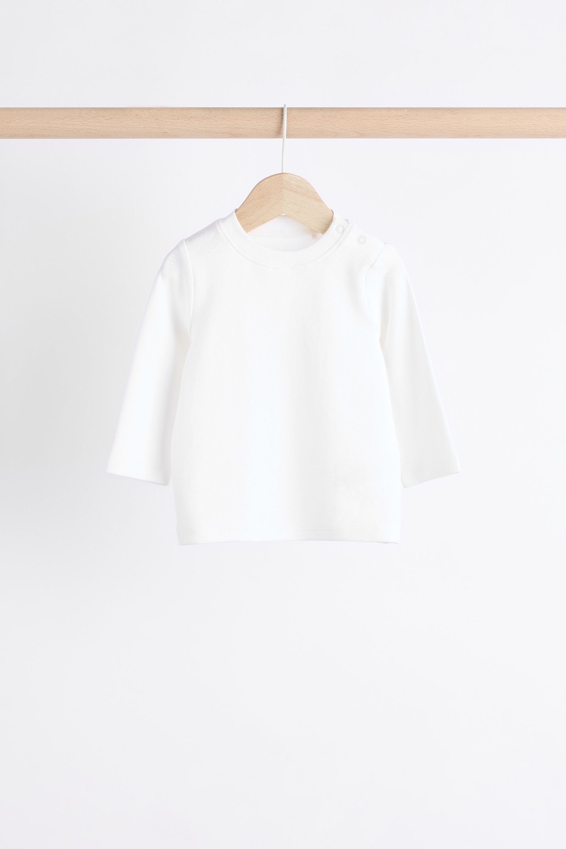 White 3 Pack Long Sleeve Baby T-Shirts