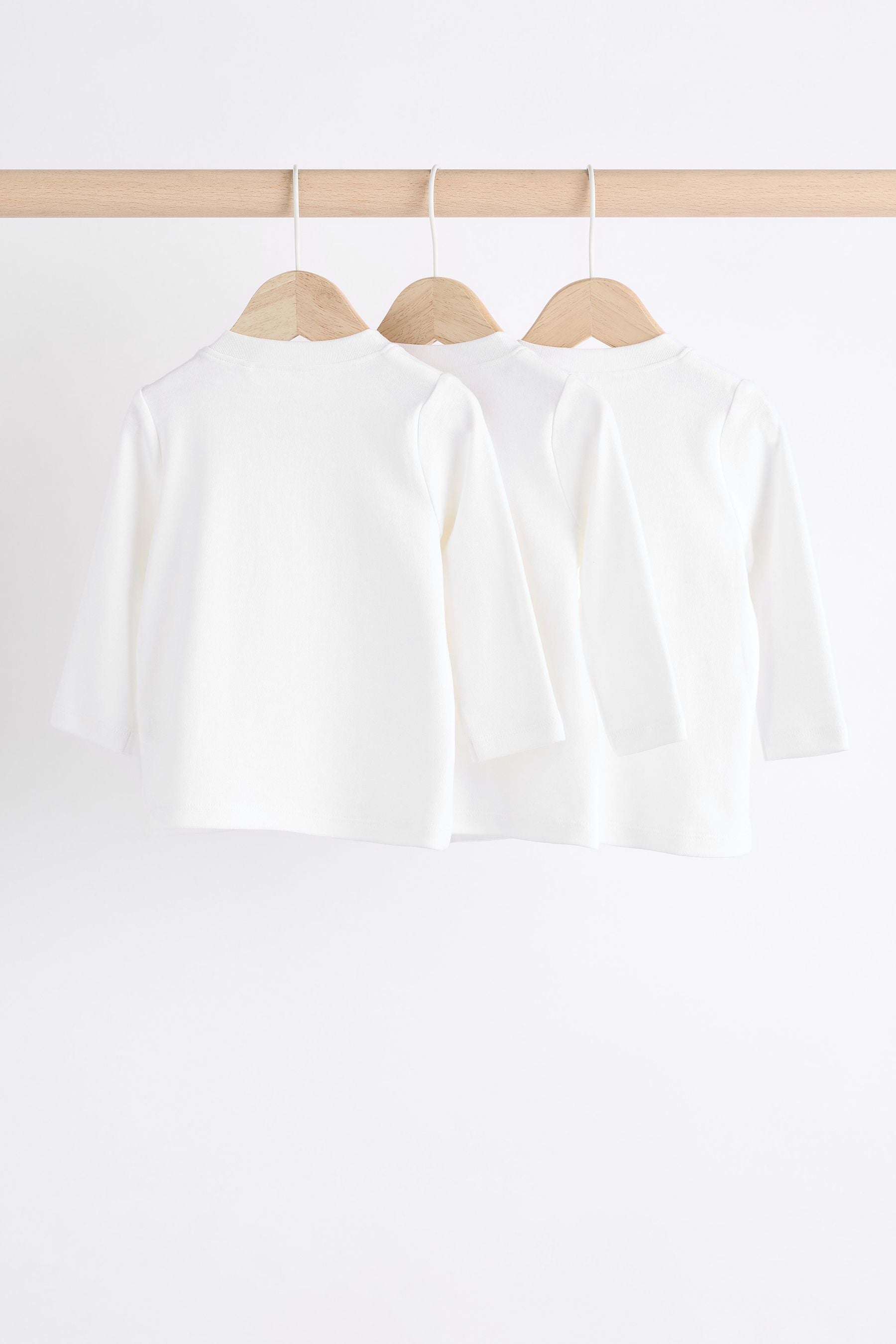 White Long Sleeve Baby T-Shirts 3 Pack