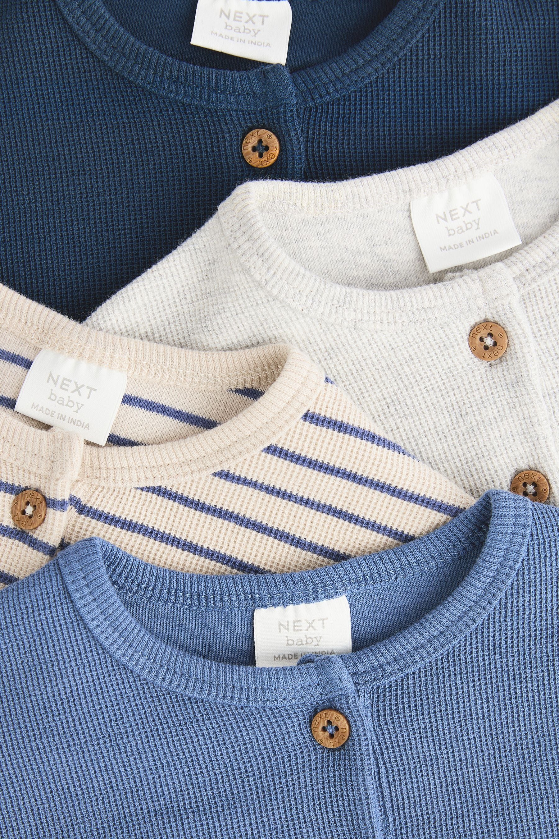 Blue Stripe Long Sleeve Baby T-Shirts 4 Pack