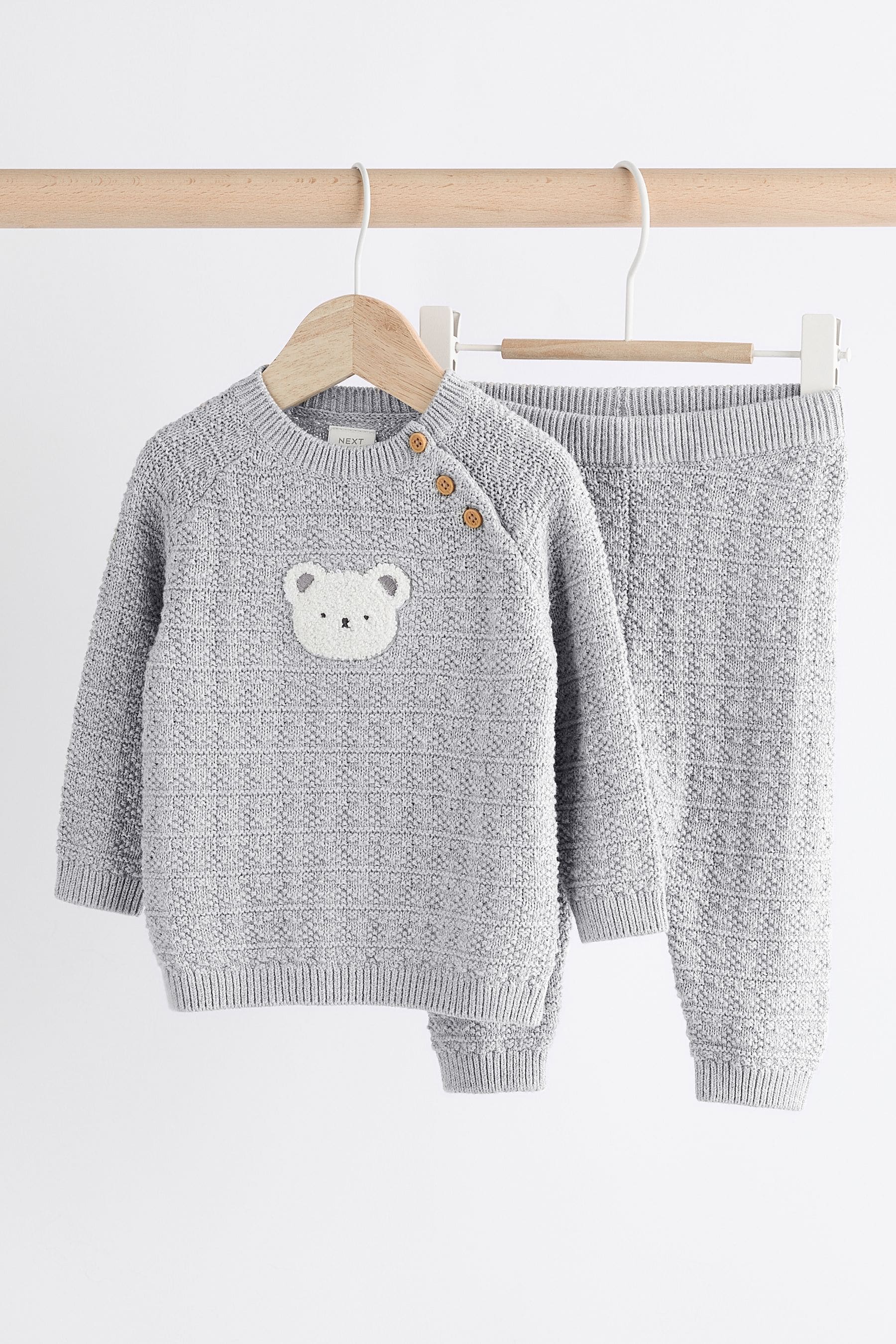 Grey Bear Baby Knitted Top and Leggings Set (0mths-2yrs)