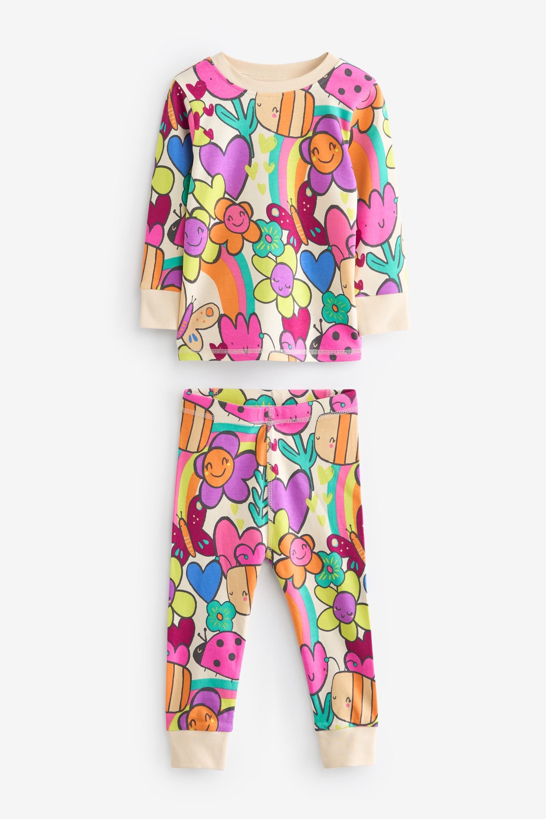 Pink/Blue Character 100% Cotton Printed Pyjamas 3 Pack (9mths-12yrs)