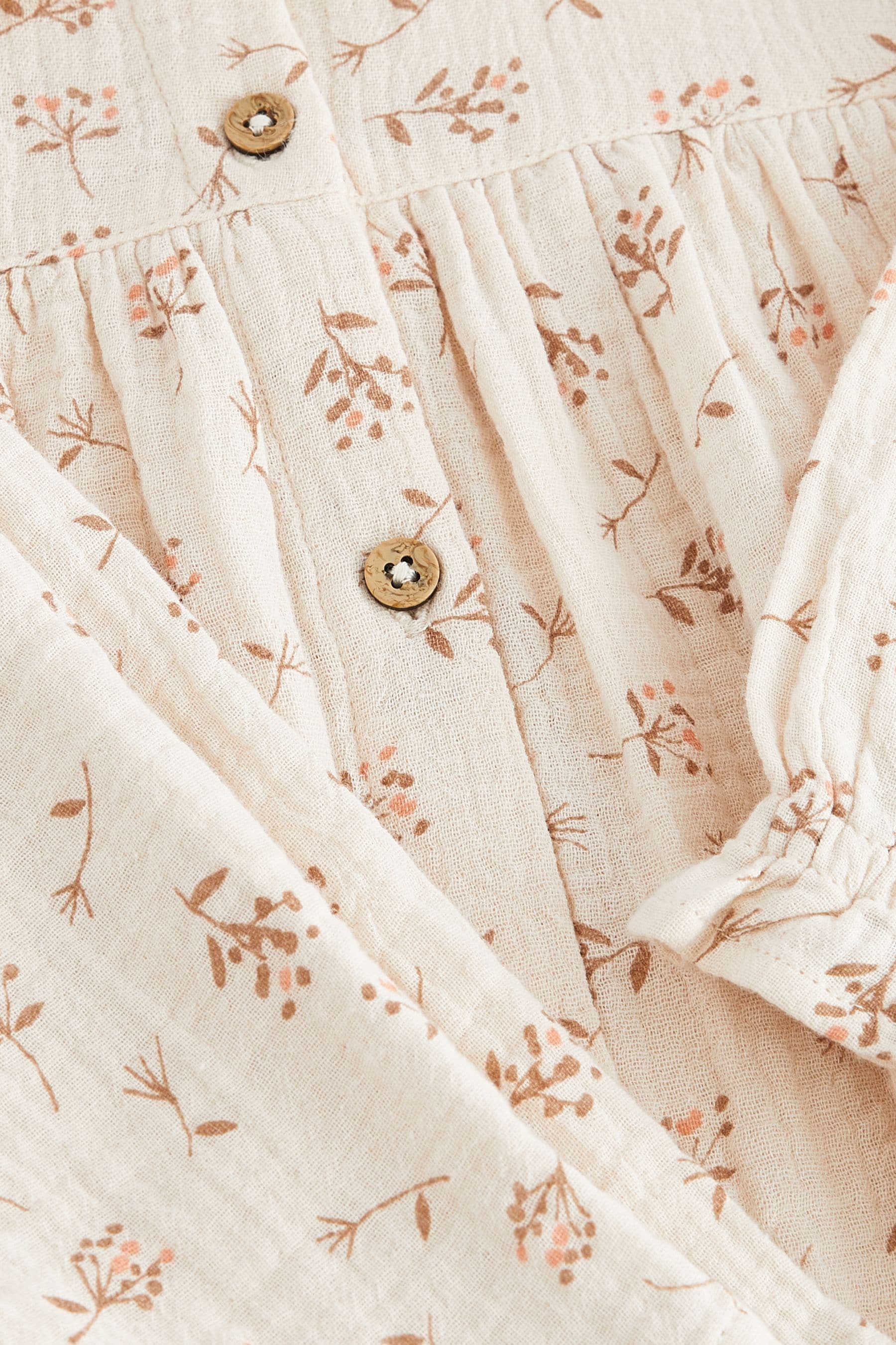 Cream Ditsy 100% Cotton Button Through Pyjamas (9mths-10yrs)