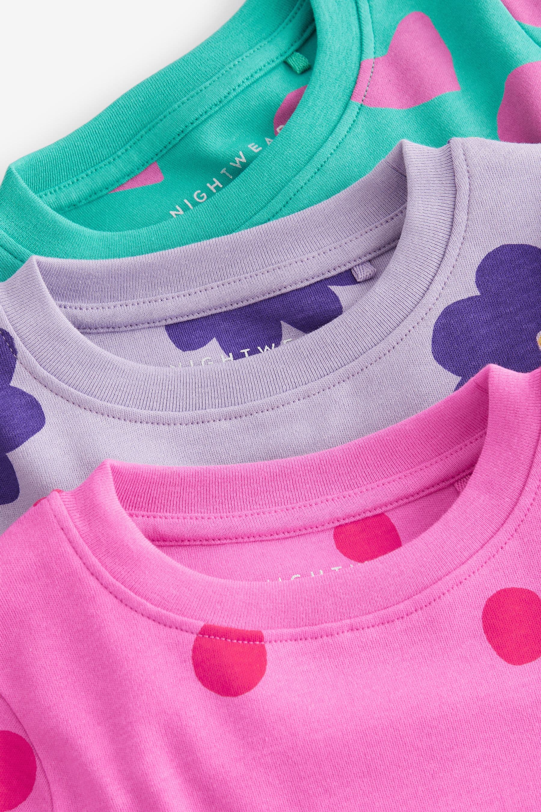 Purple/Pink/Green 3 Pack 100% Cotton Snuggle Pyjamas (9mths-12yrs)