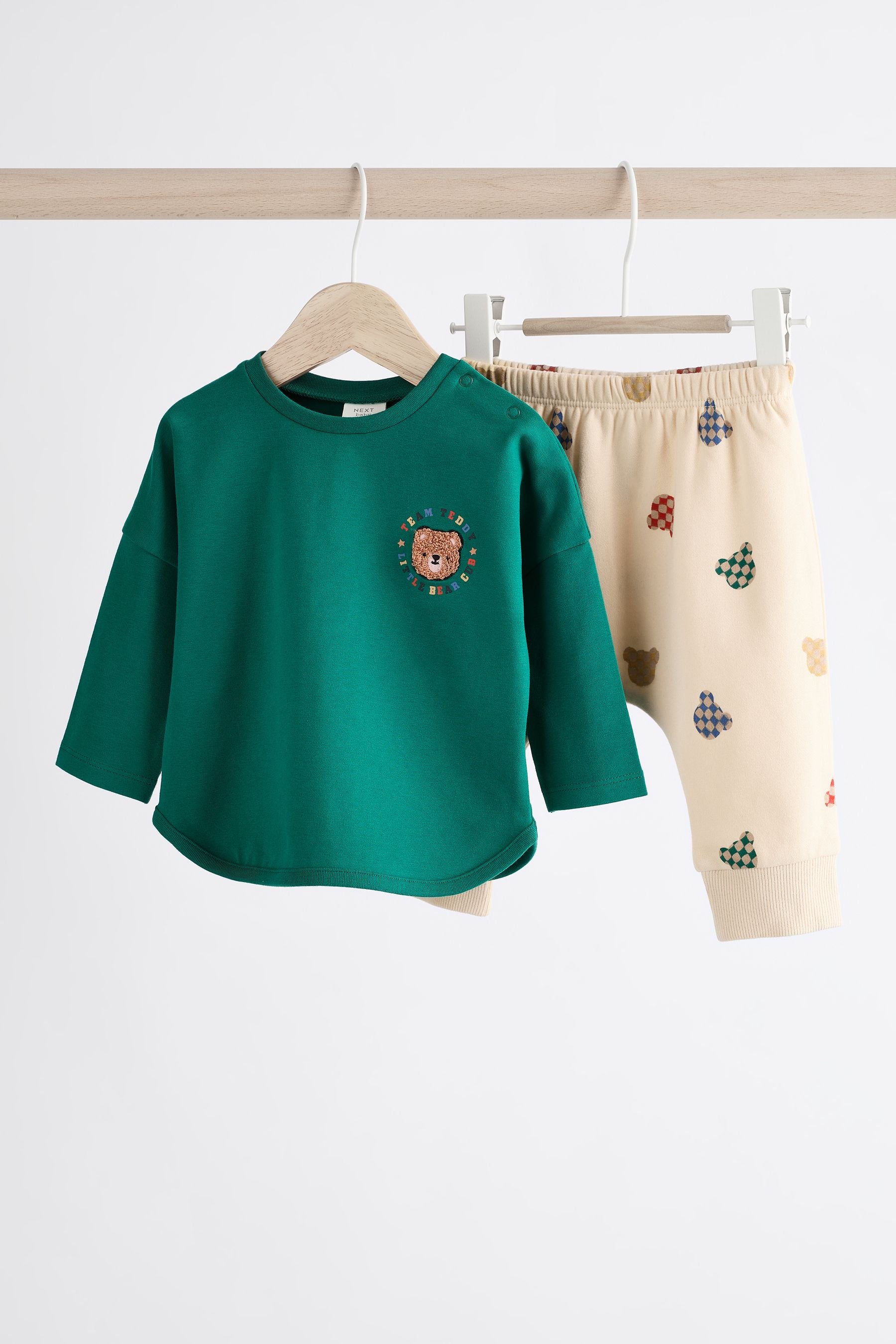 Green Varsity Top And Leggings Baby Set