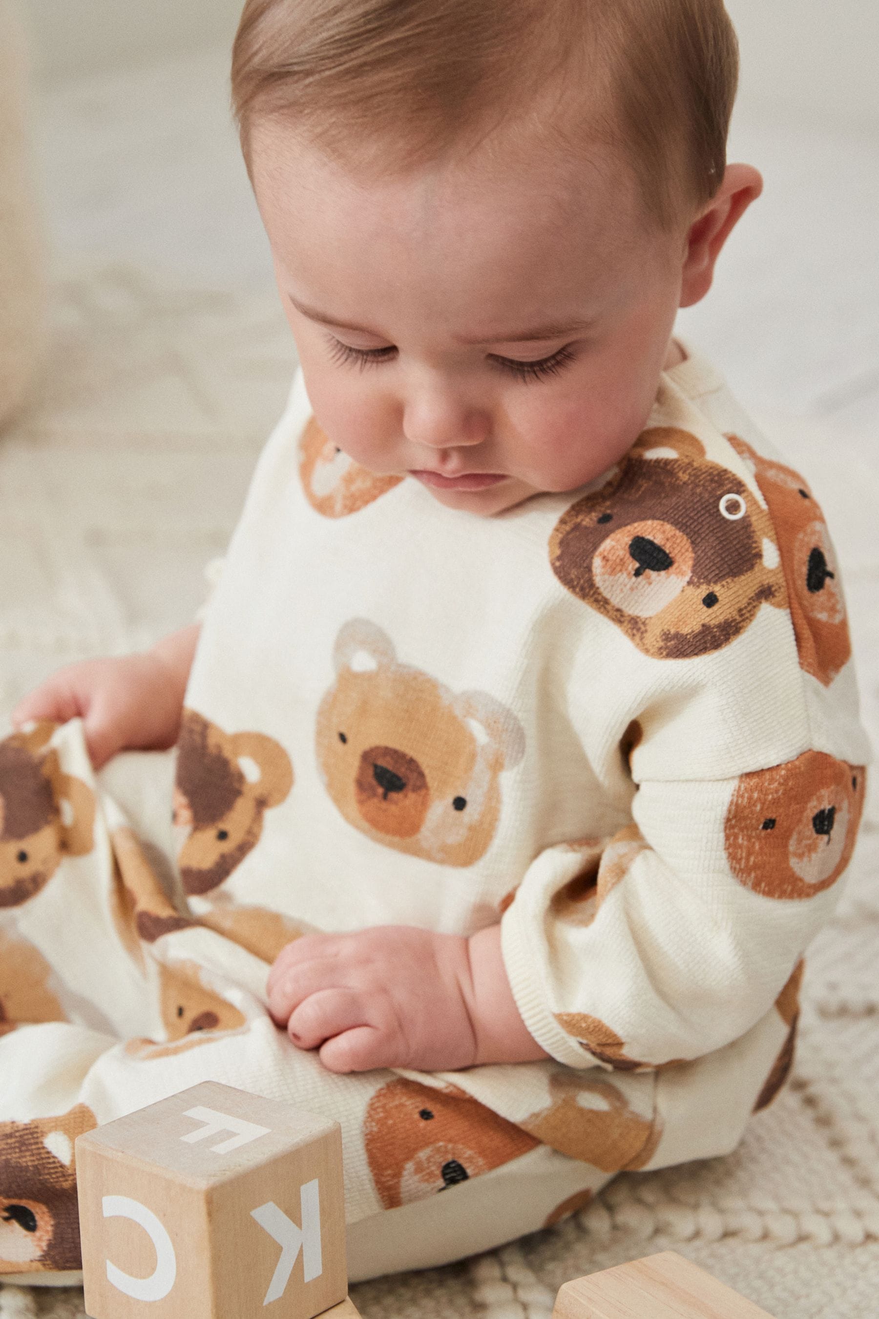 Neutral Bear Baby 100% Cotton Sweatshirt and Joggers Set