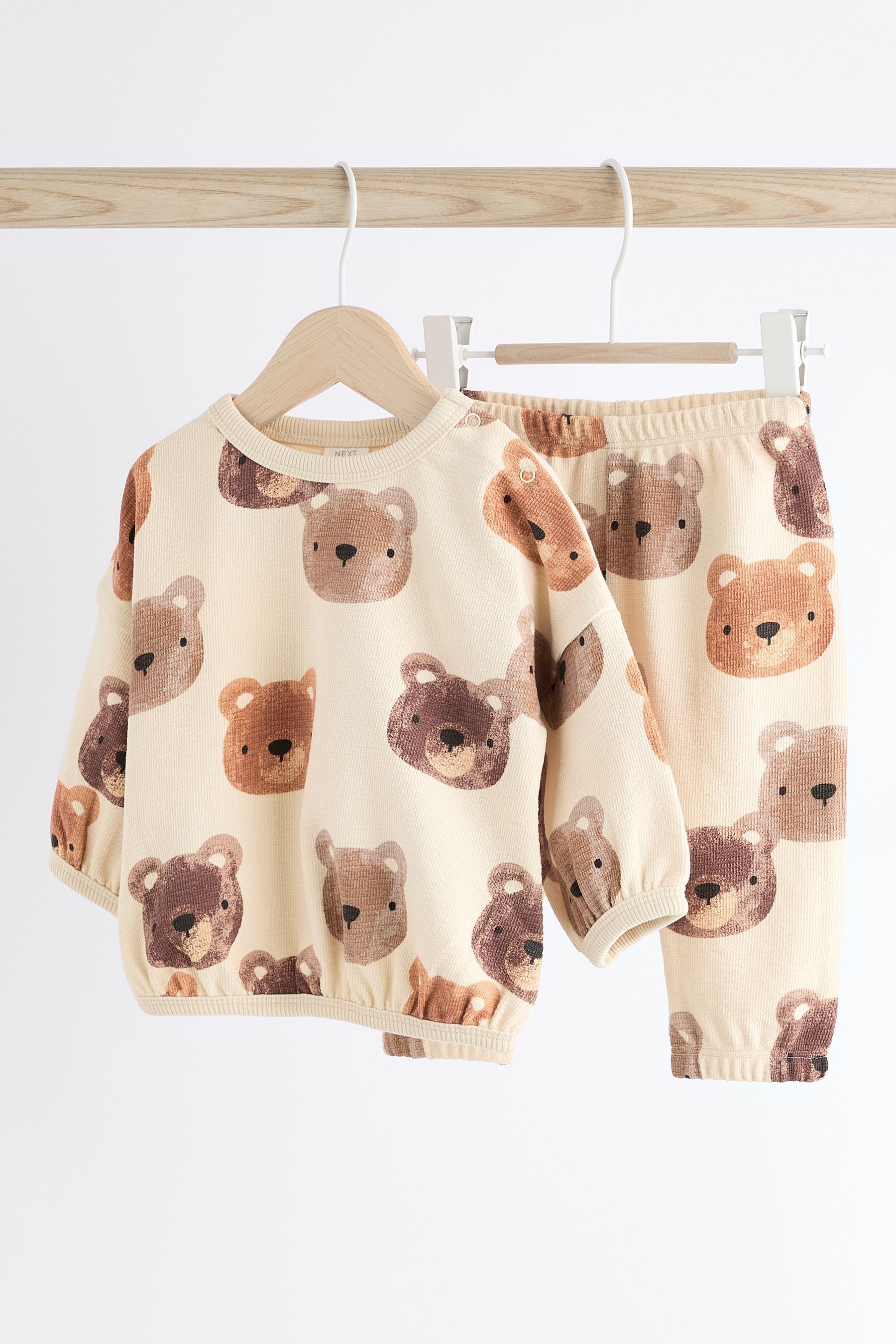 Neutral Bear Baby 100% Cotton Sweatshirt and Joggers Set