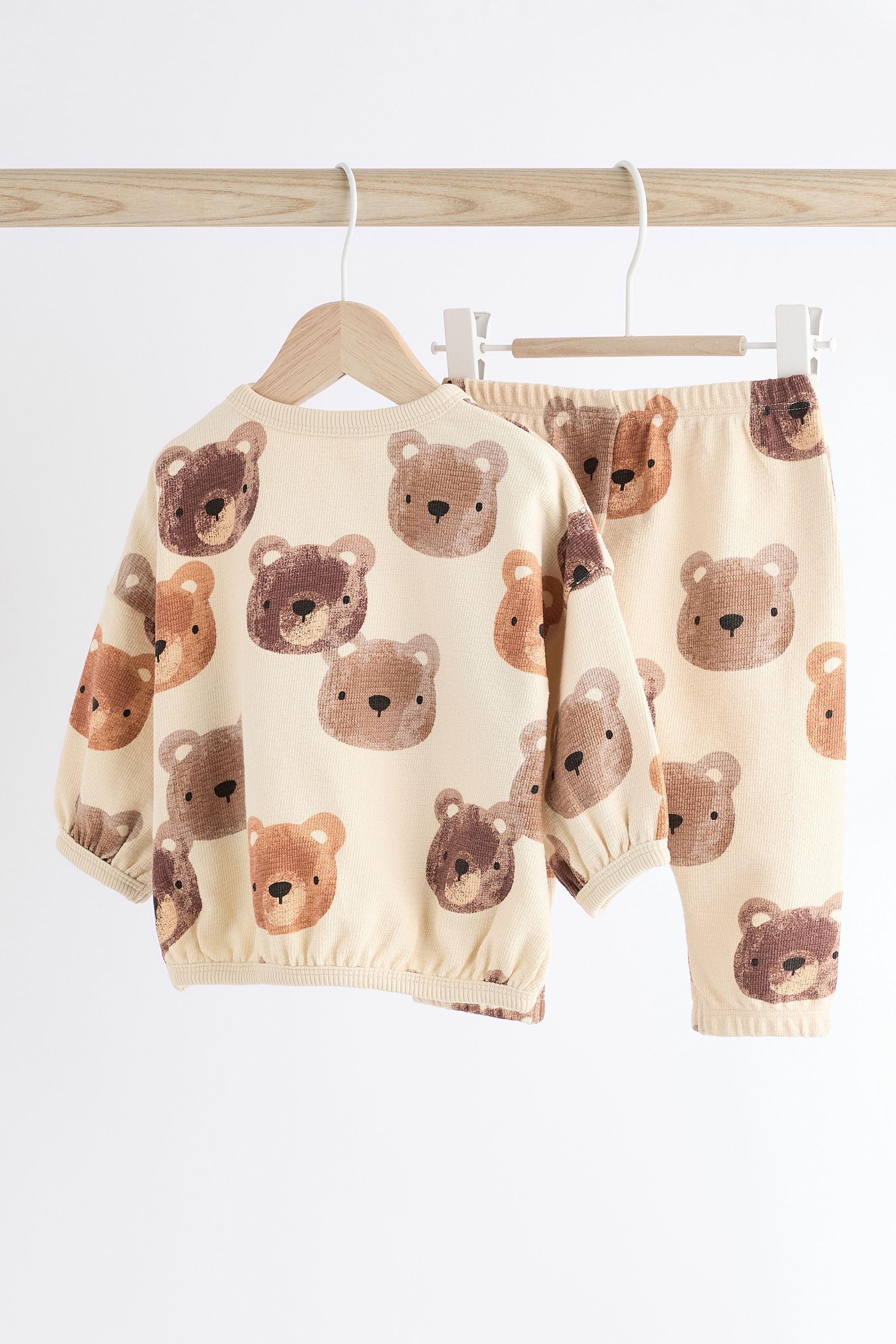 Neutral Bear Baby 100% Cotton Sweatshirt and Joggers Set