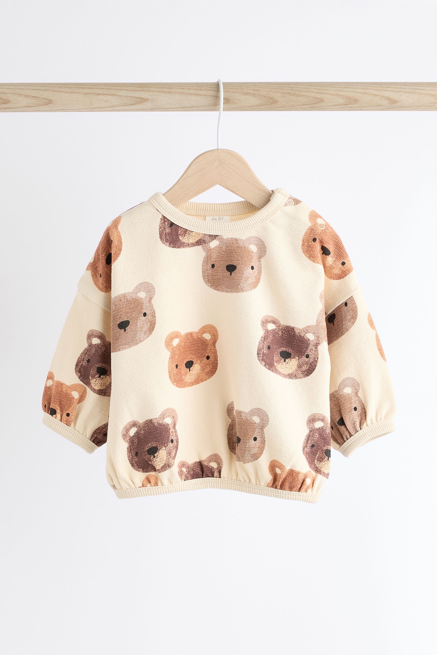 Neutral Bear Baby 100% Cotton Sweatshirt and Joggers Set