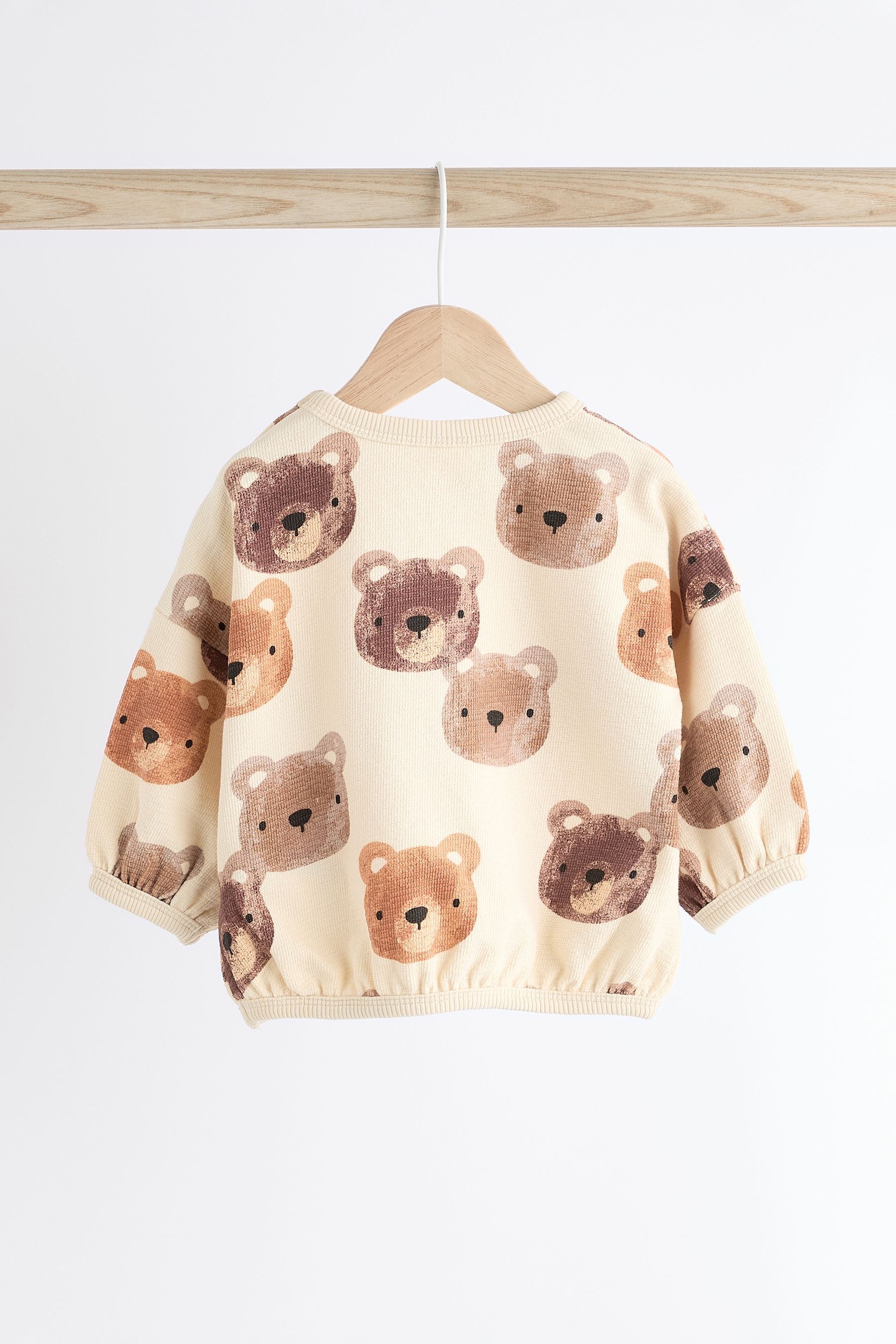 Neutral Bear Baby 100% Cotton Sweatshirt and Joggers Set