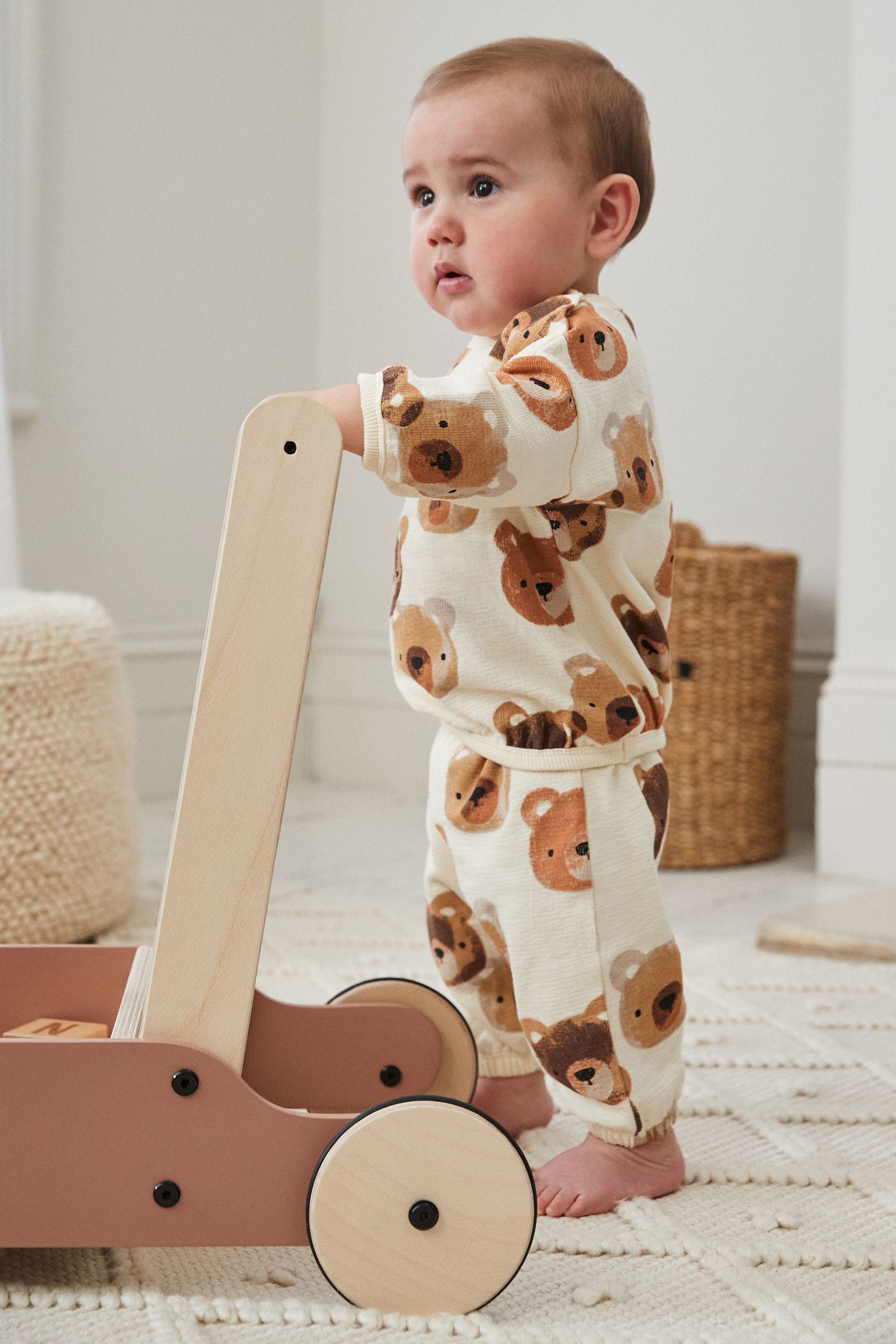 Neutral Bear Baby 100% Cotton Sweatshirt and Joggers Set