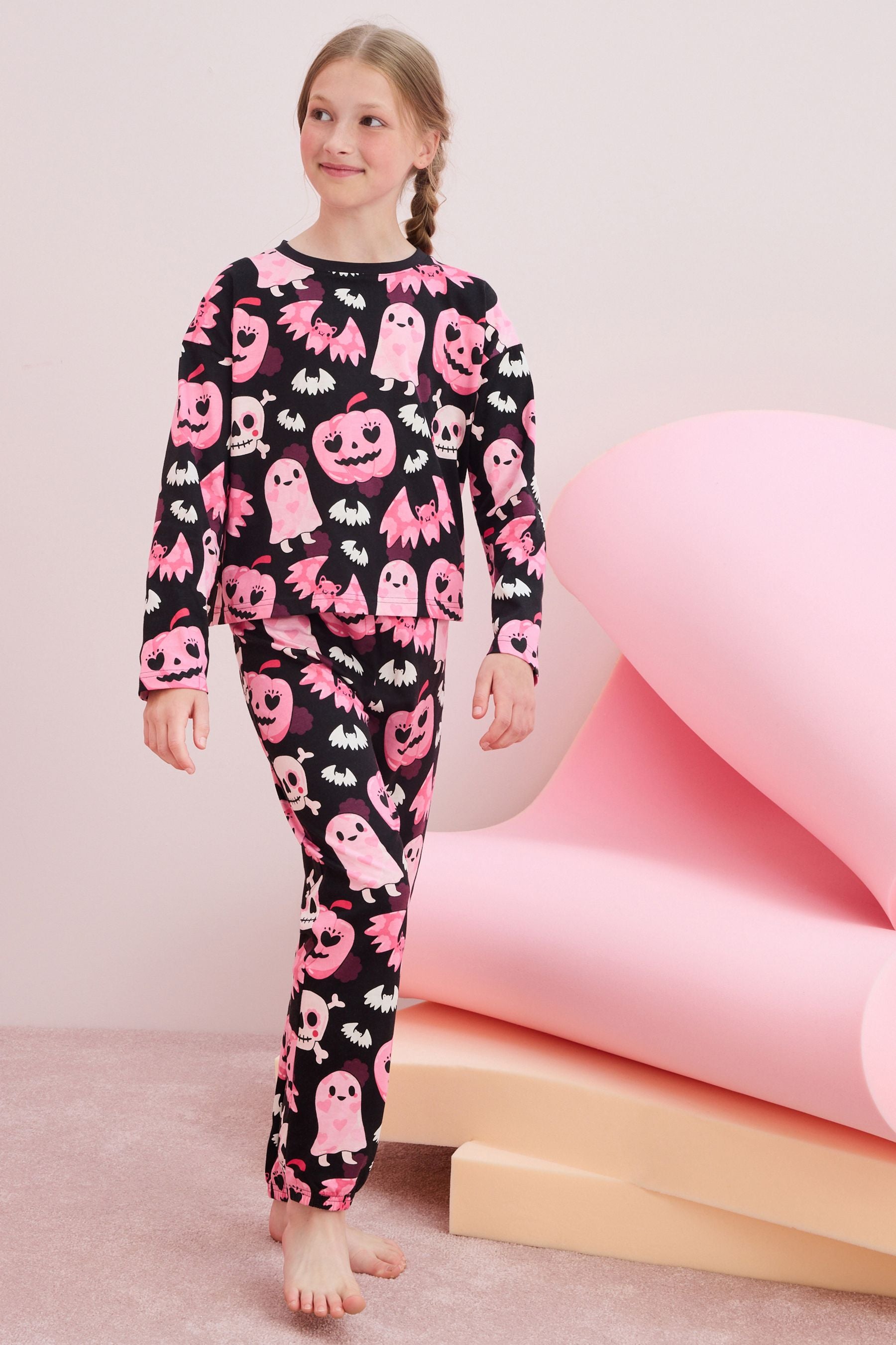 Black/Pink Halloween Jogger Pyjamas (3-16yrs)