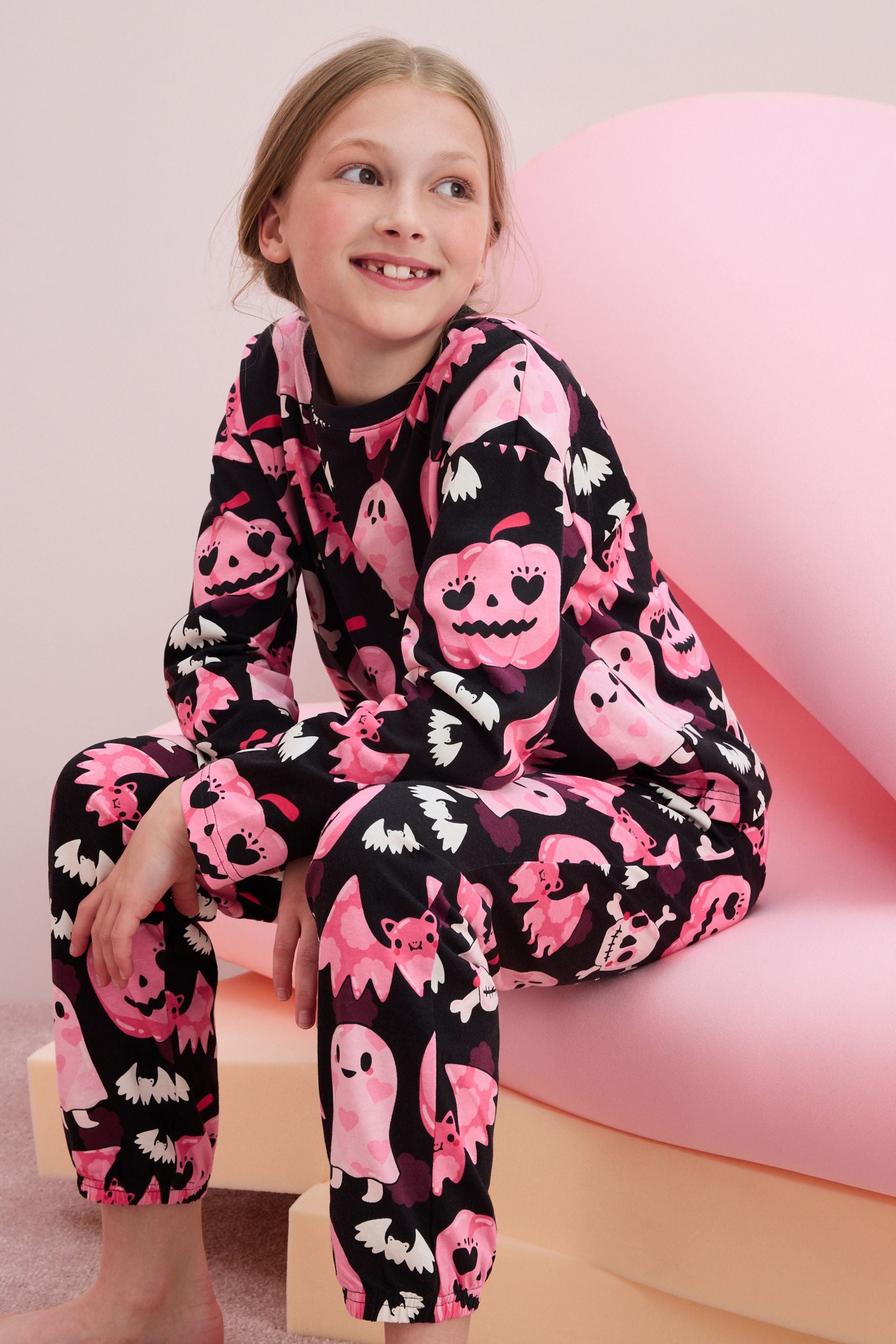 Black/Pink Halloween Jogger Pyjamas (3-16yrs)