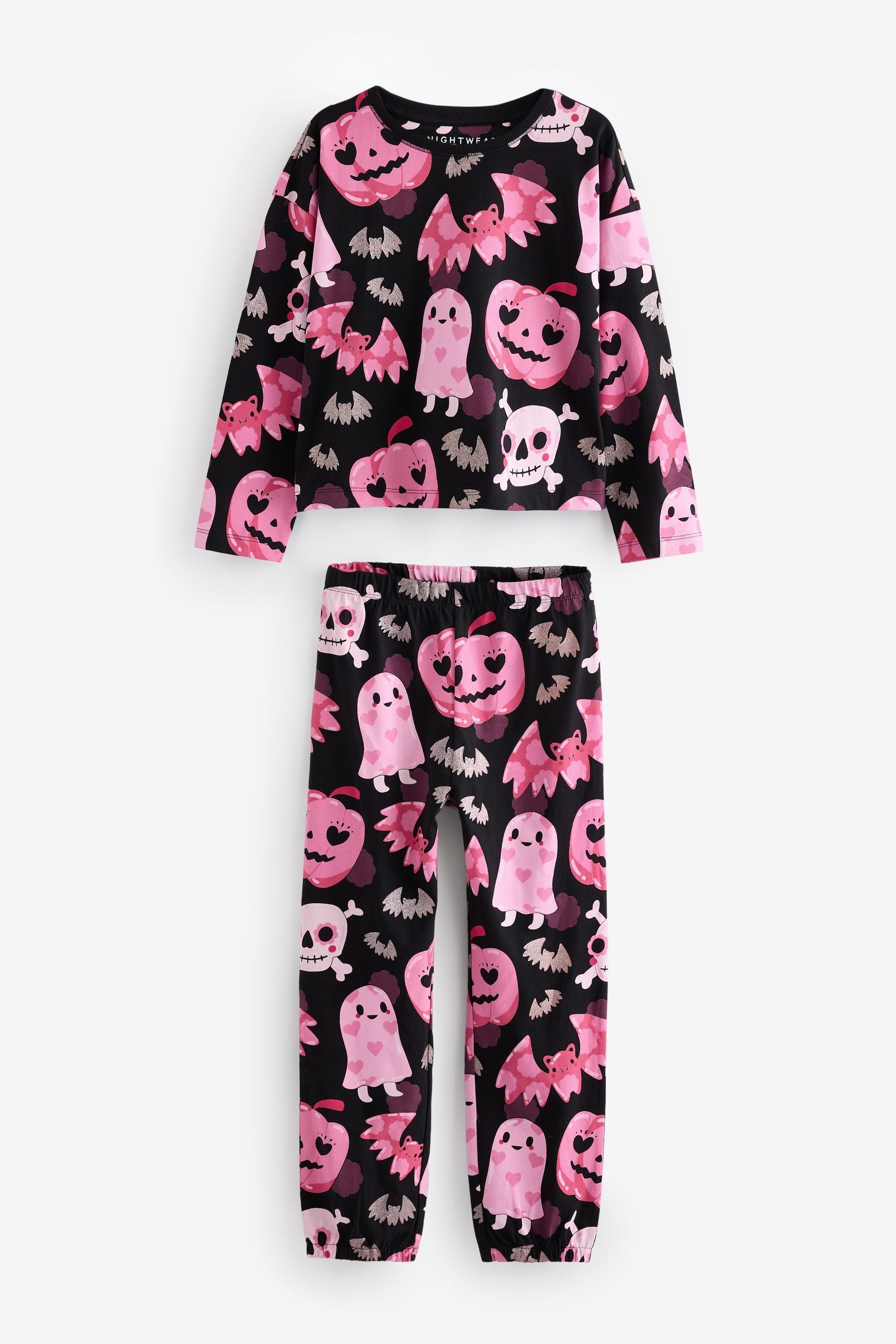 Black/Pink Halloween Jogger Pyjamas (3-16yrs)