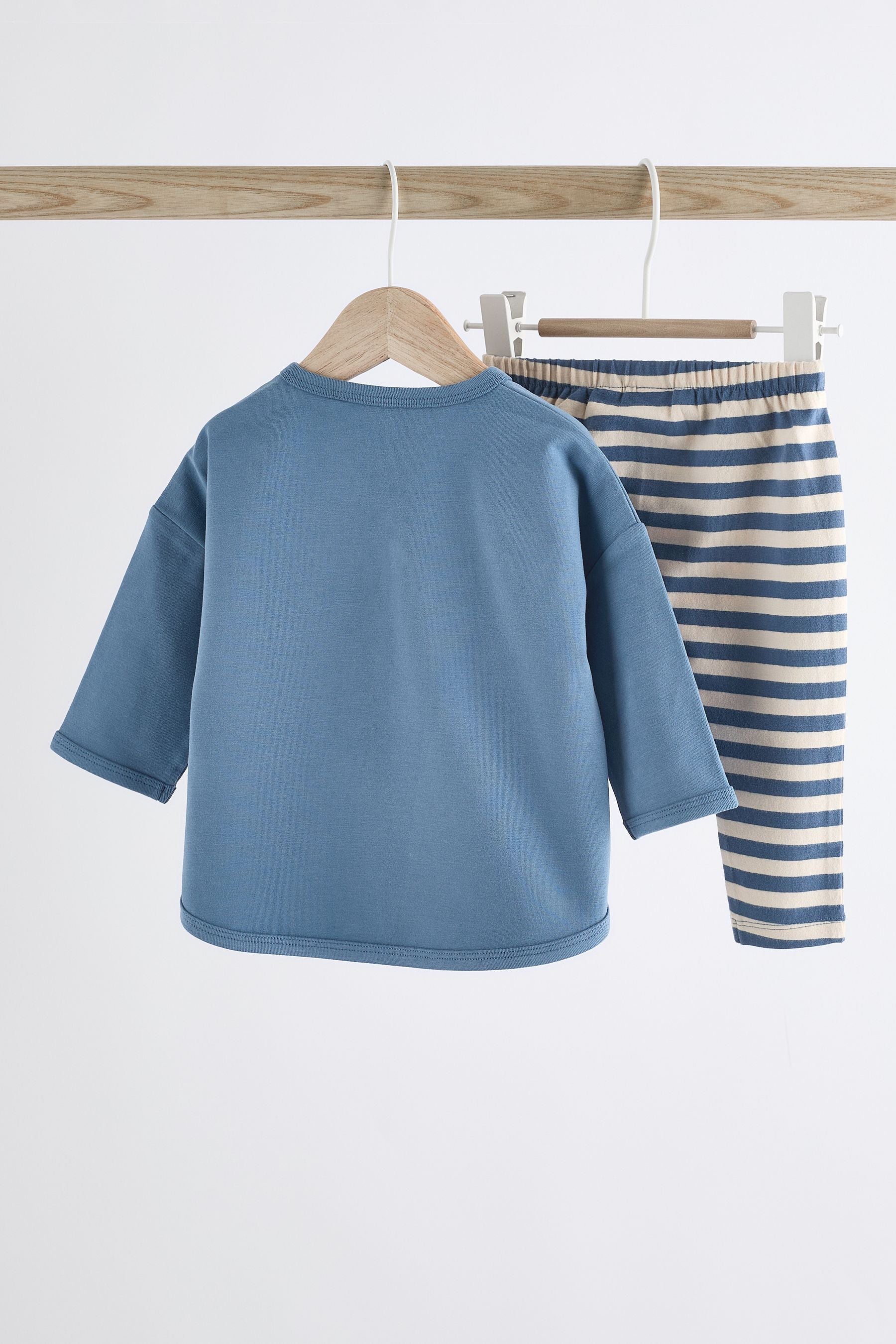 Navy Stripe Top And Leggings Baby Set