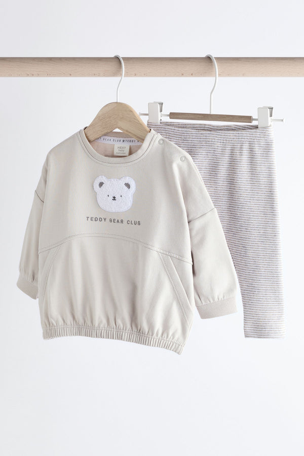 Grey Bear Baby 100% Cotton Sweatshirt And Leggings Set 2 Piece