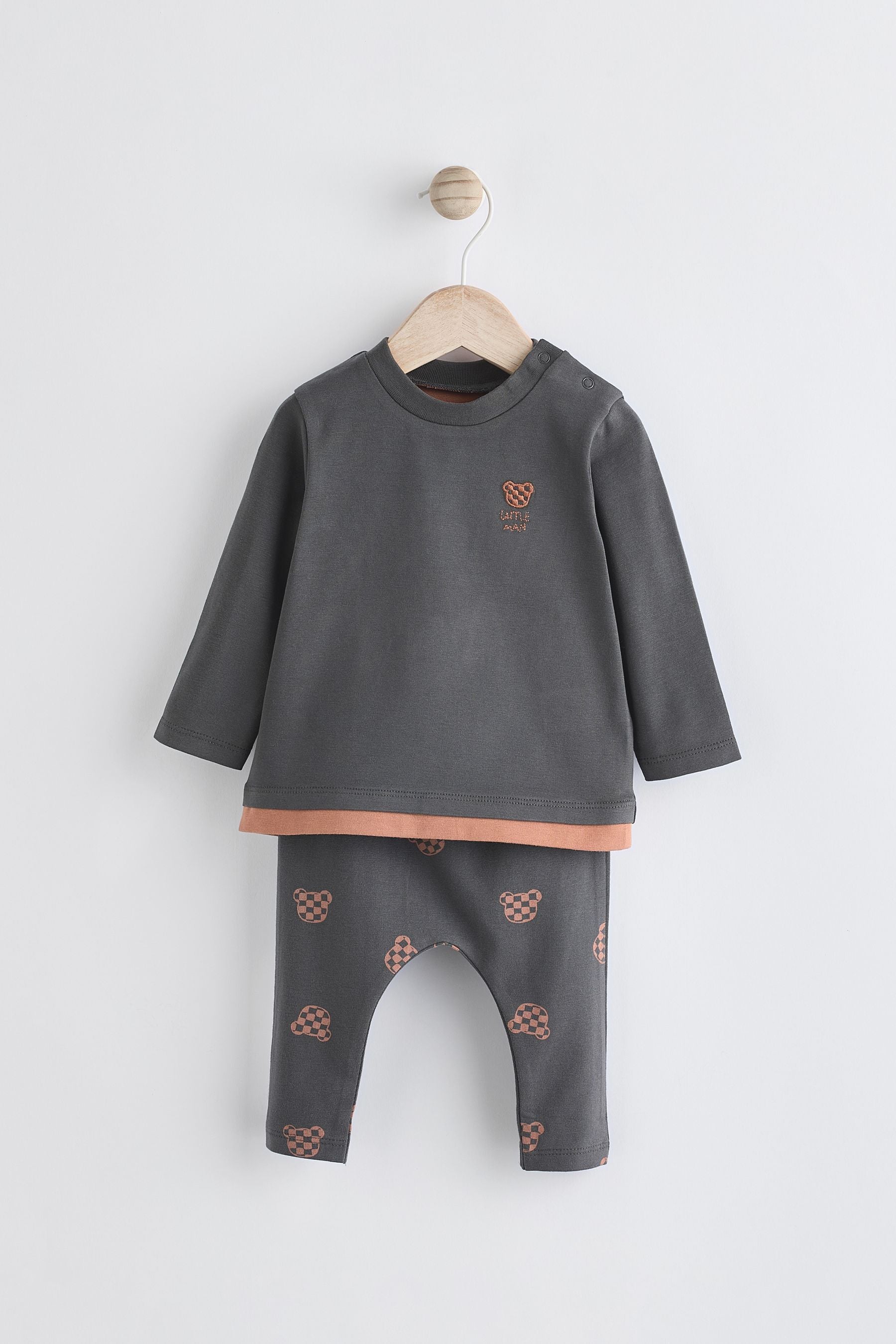 Black/Brown Top And Leggings Baby Set