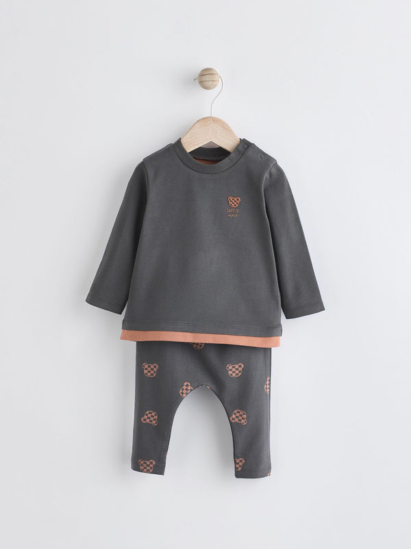 Black/Brown Baby Top And Leggings Set