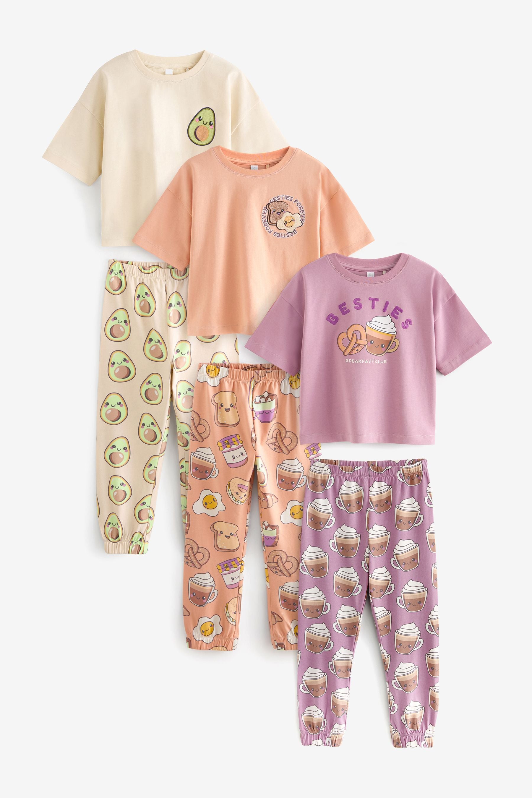 Pastel 100% Cotton Character Joggers Pyjamas 3 Pack (3-16yrs)