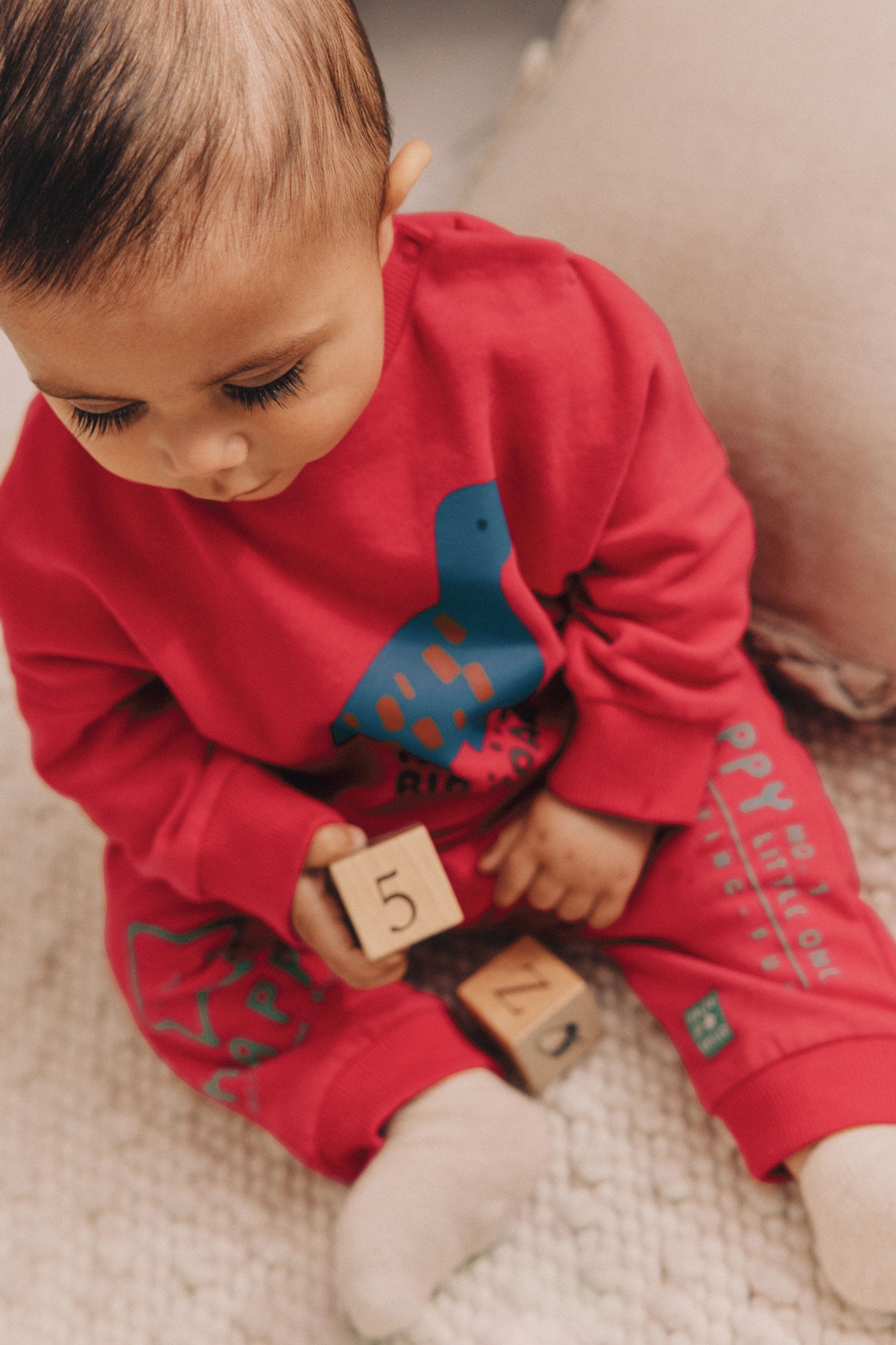 Red Dino Baby Sweatshirt and Joggers Set