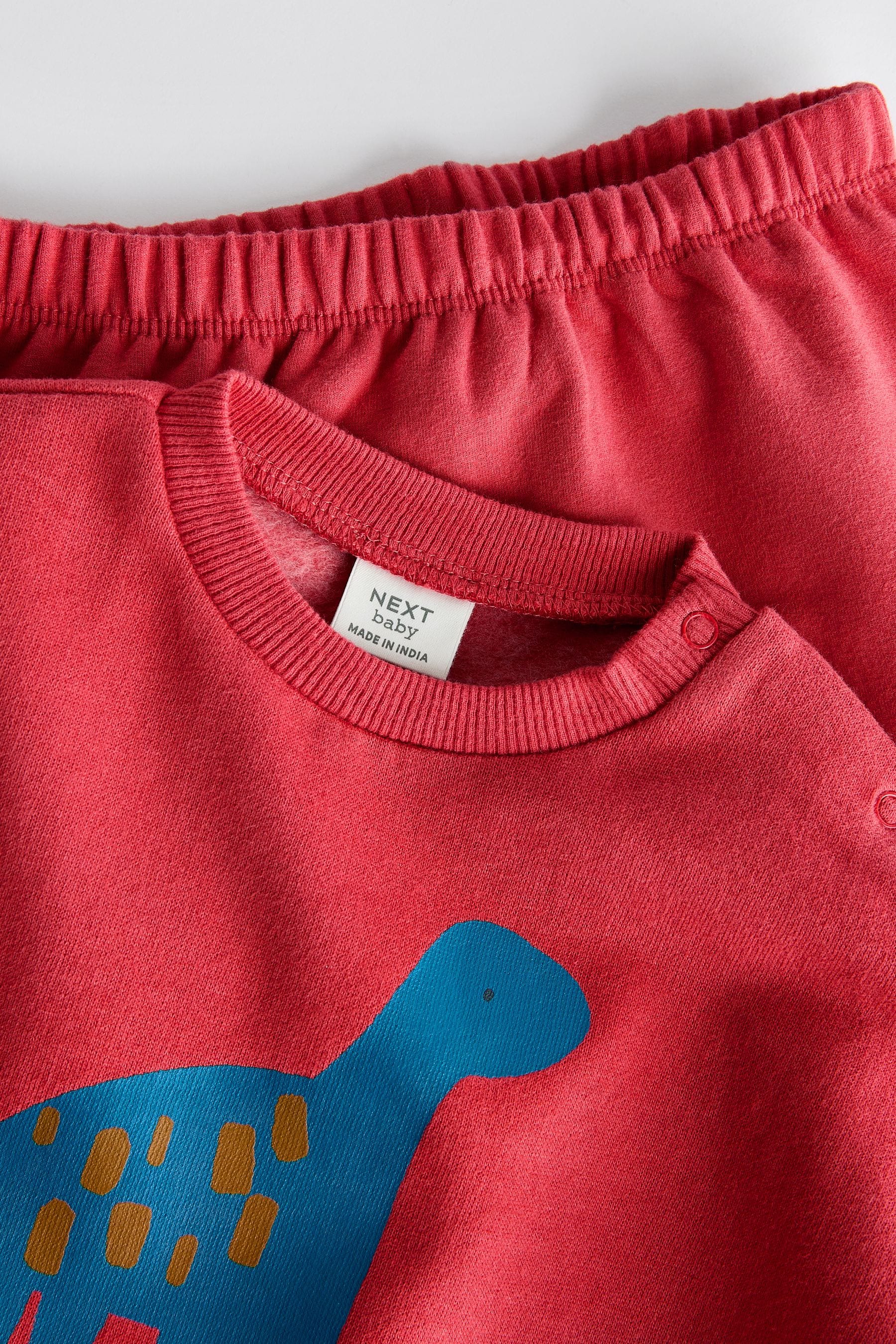 Red Dino Baby Sweatshirt and Joggers Set