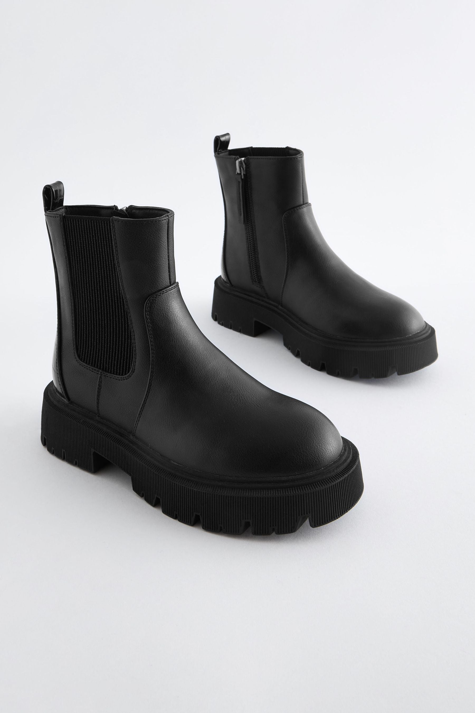 Black Standard Fit (F) Chunky Chelsea Boots