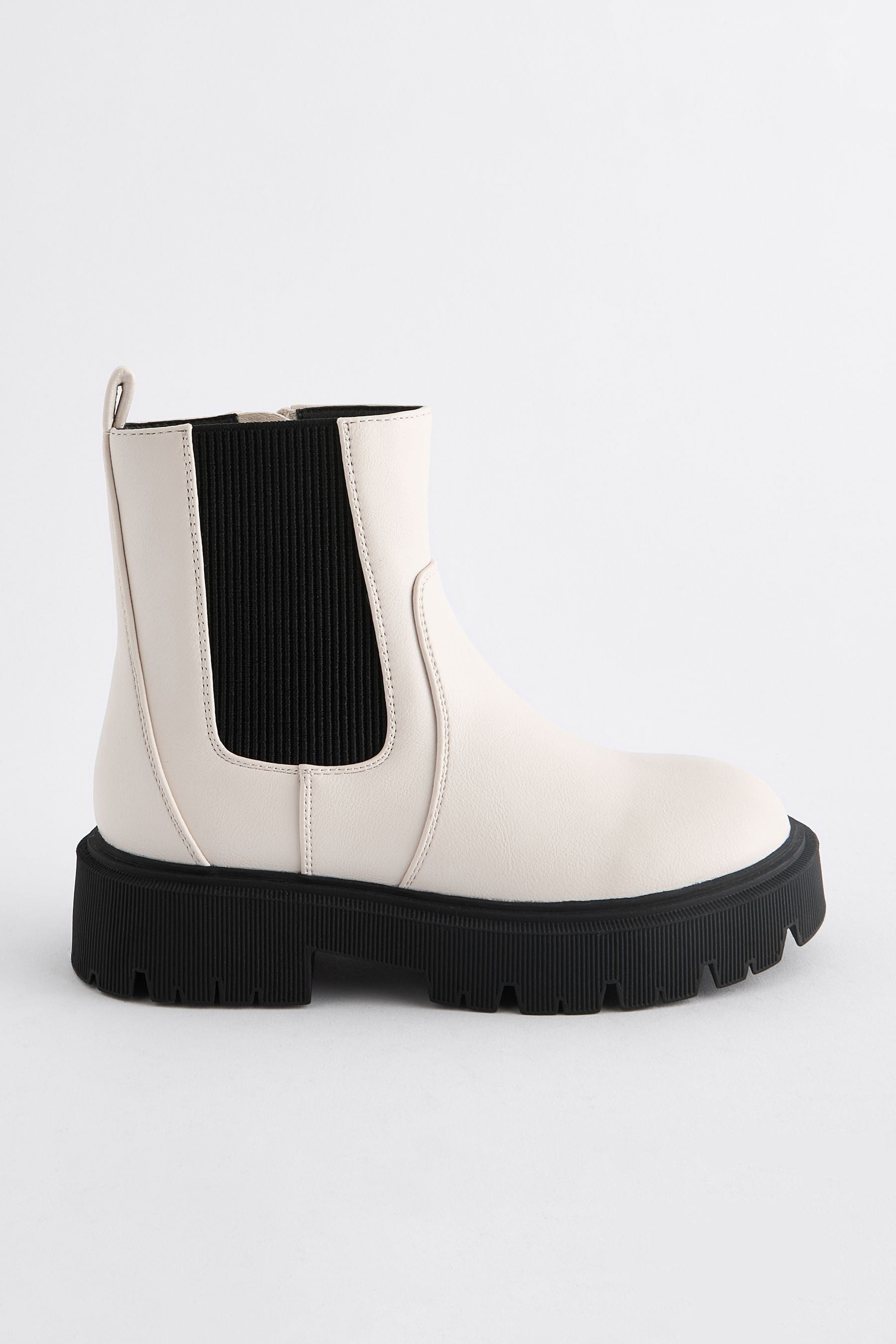 White Standard Fit (F) Chunky Chelsea Boots