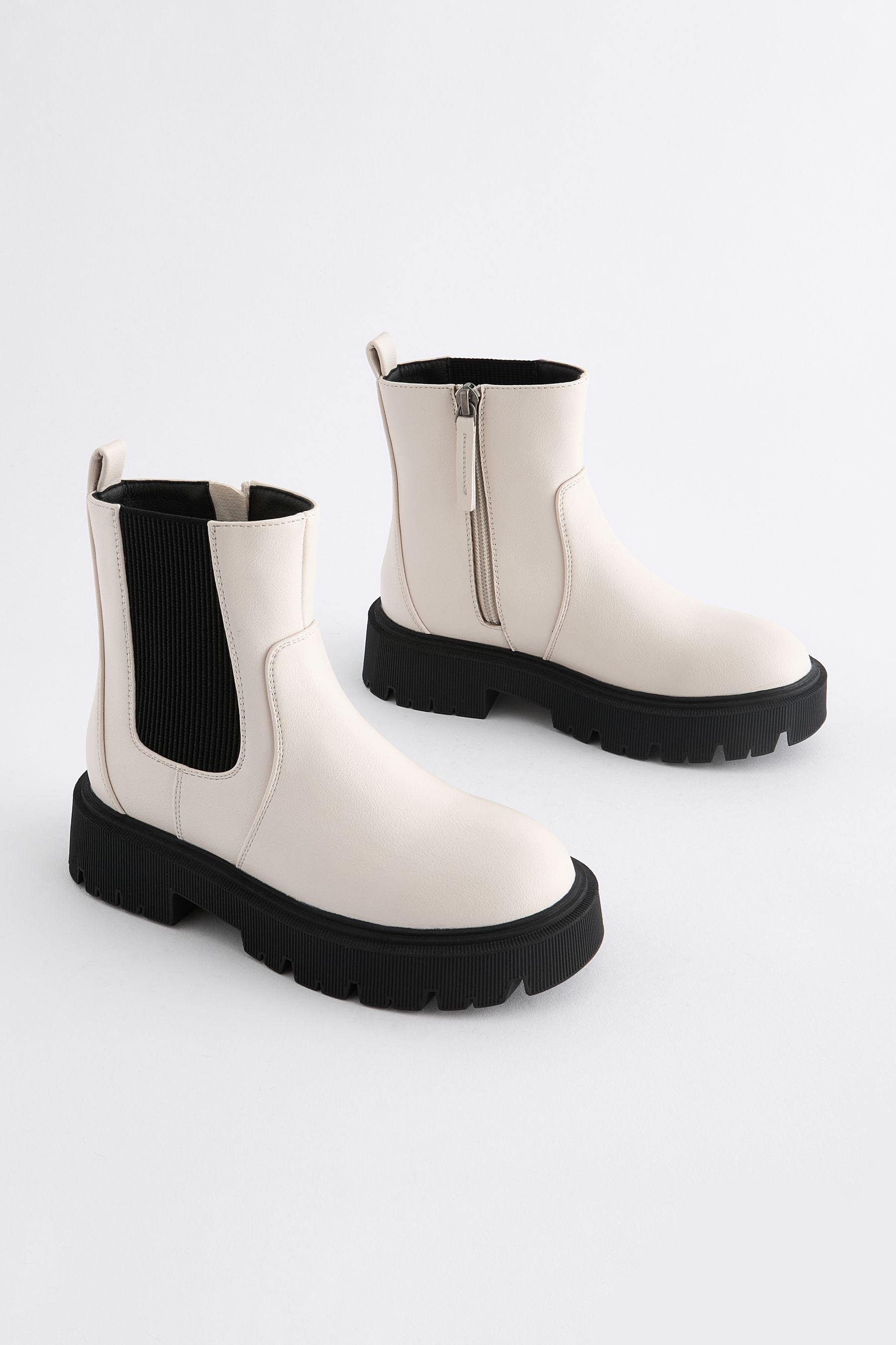 White Standard Fit (F) Chunky Chelsea Boots