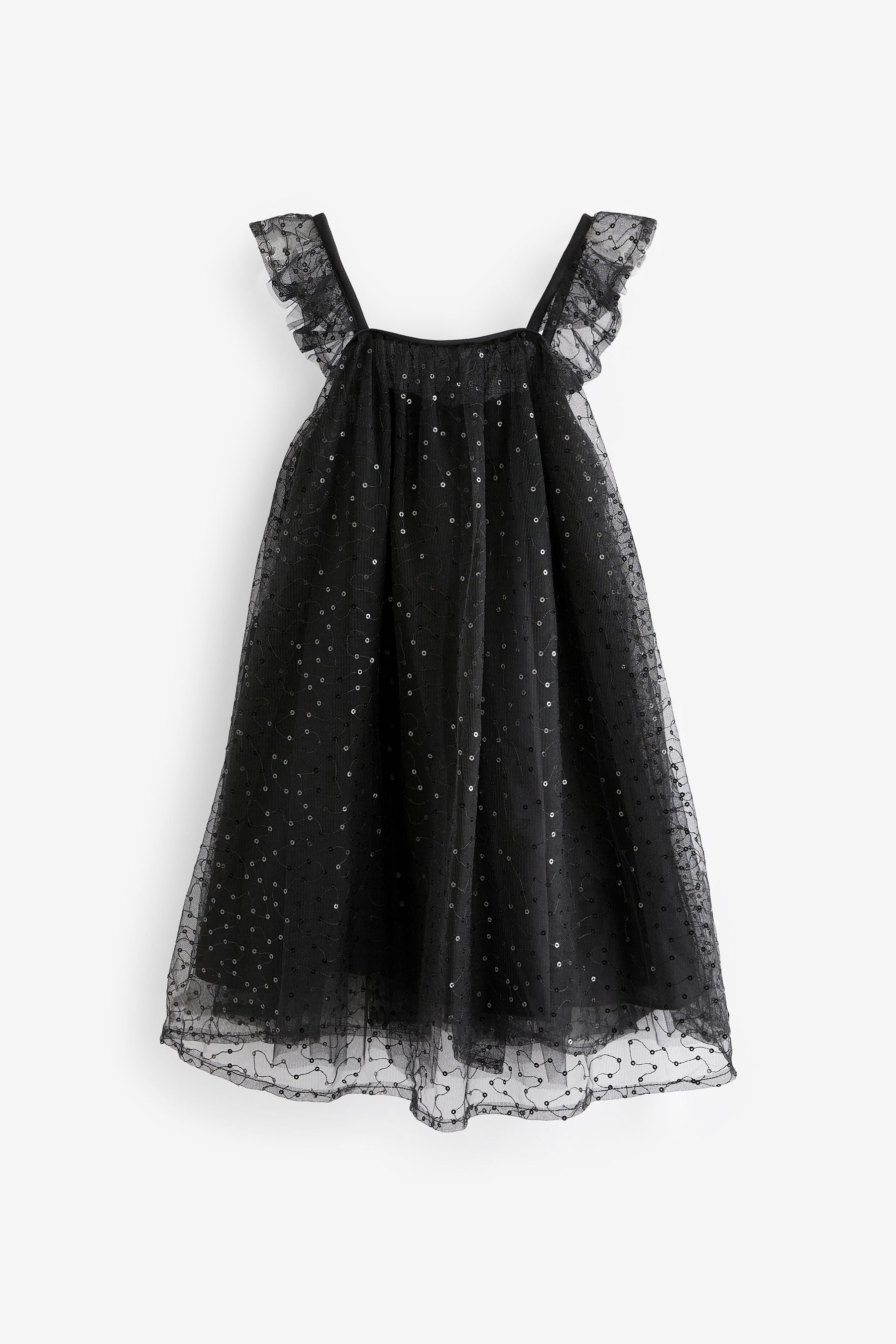 Black Sequin Tulle Party Dress (3-16yrs)