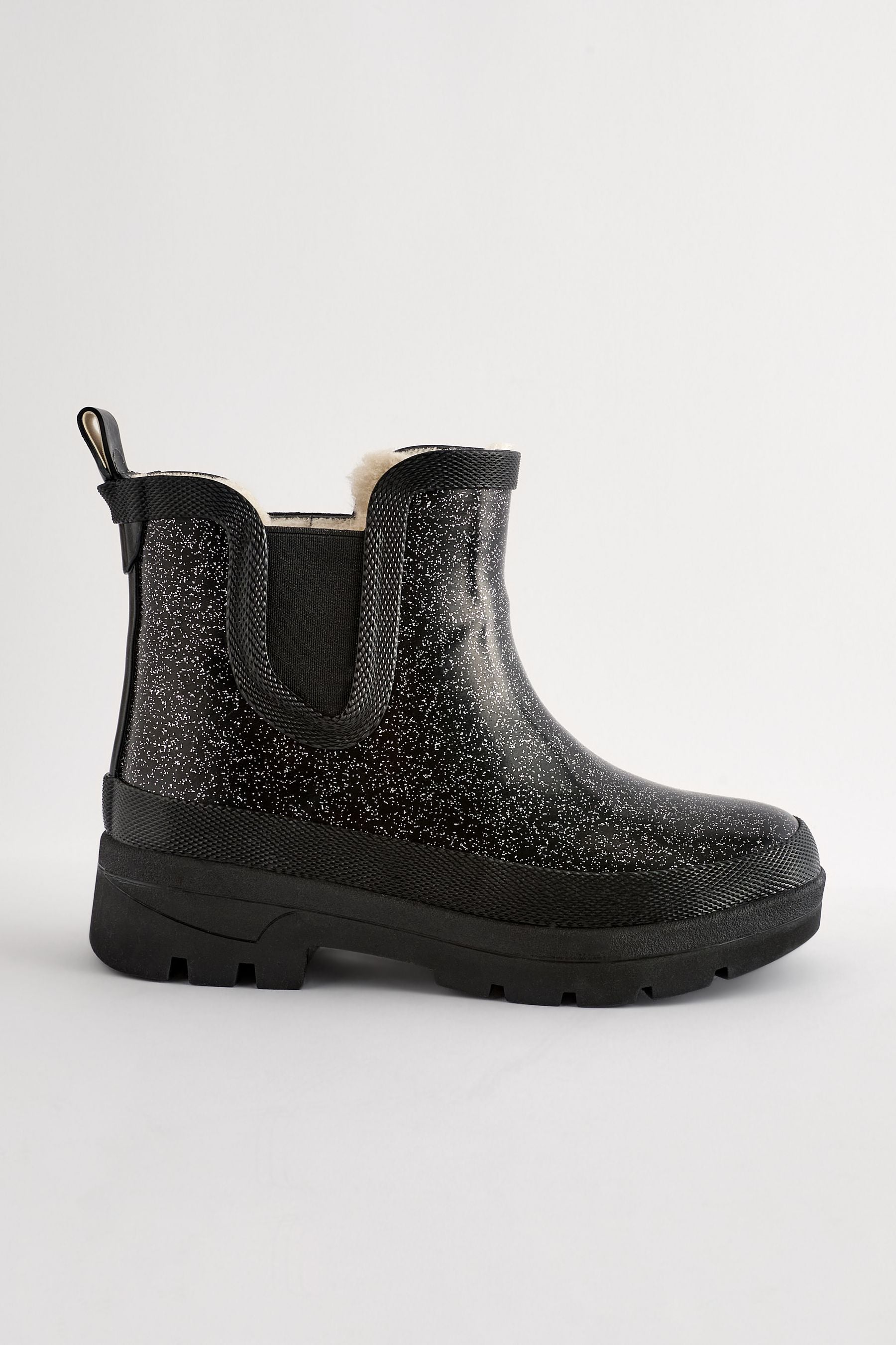 Black Glitter Chelsea Wellies