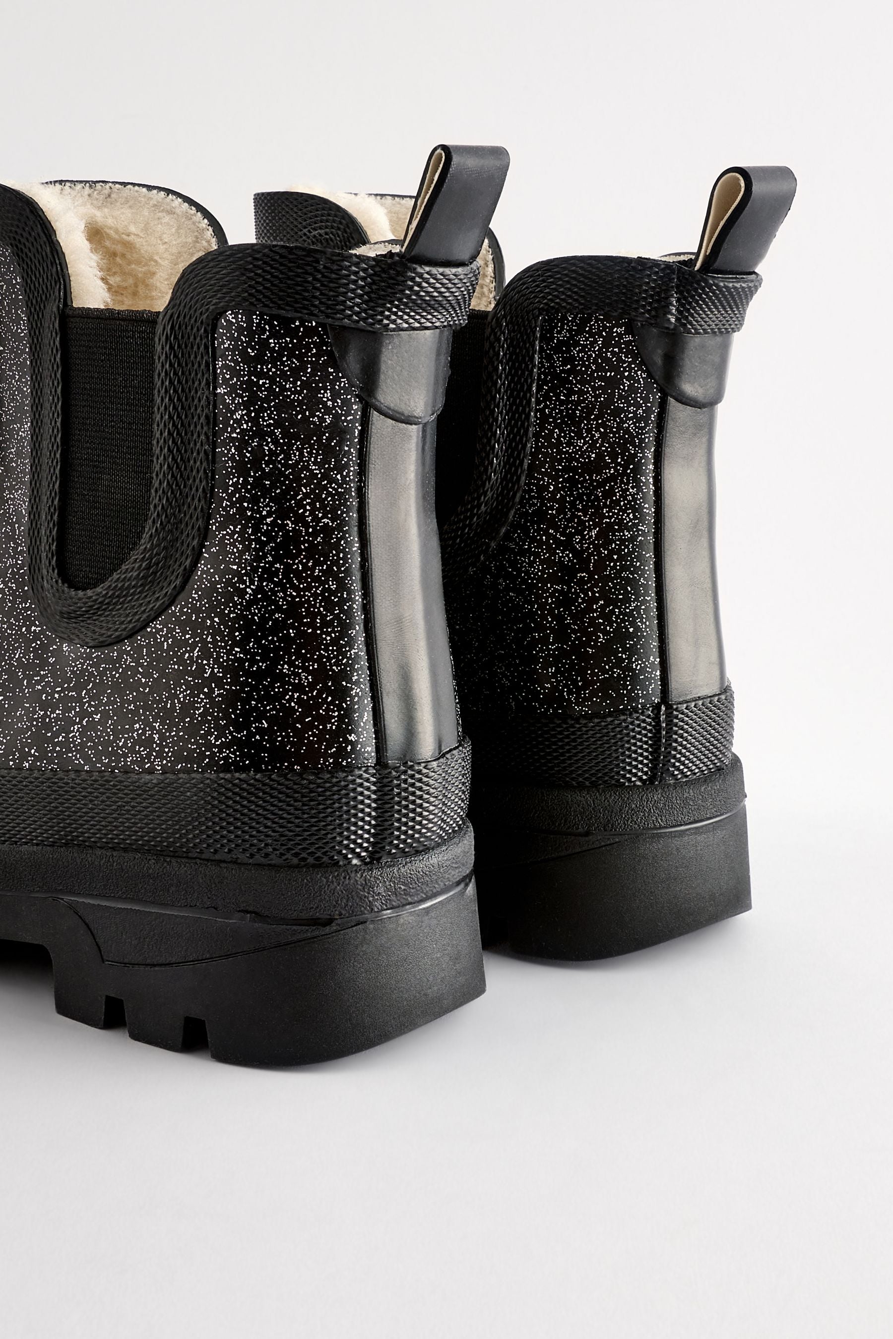 Black Glitter Chelsea Wellies