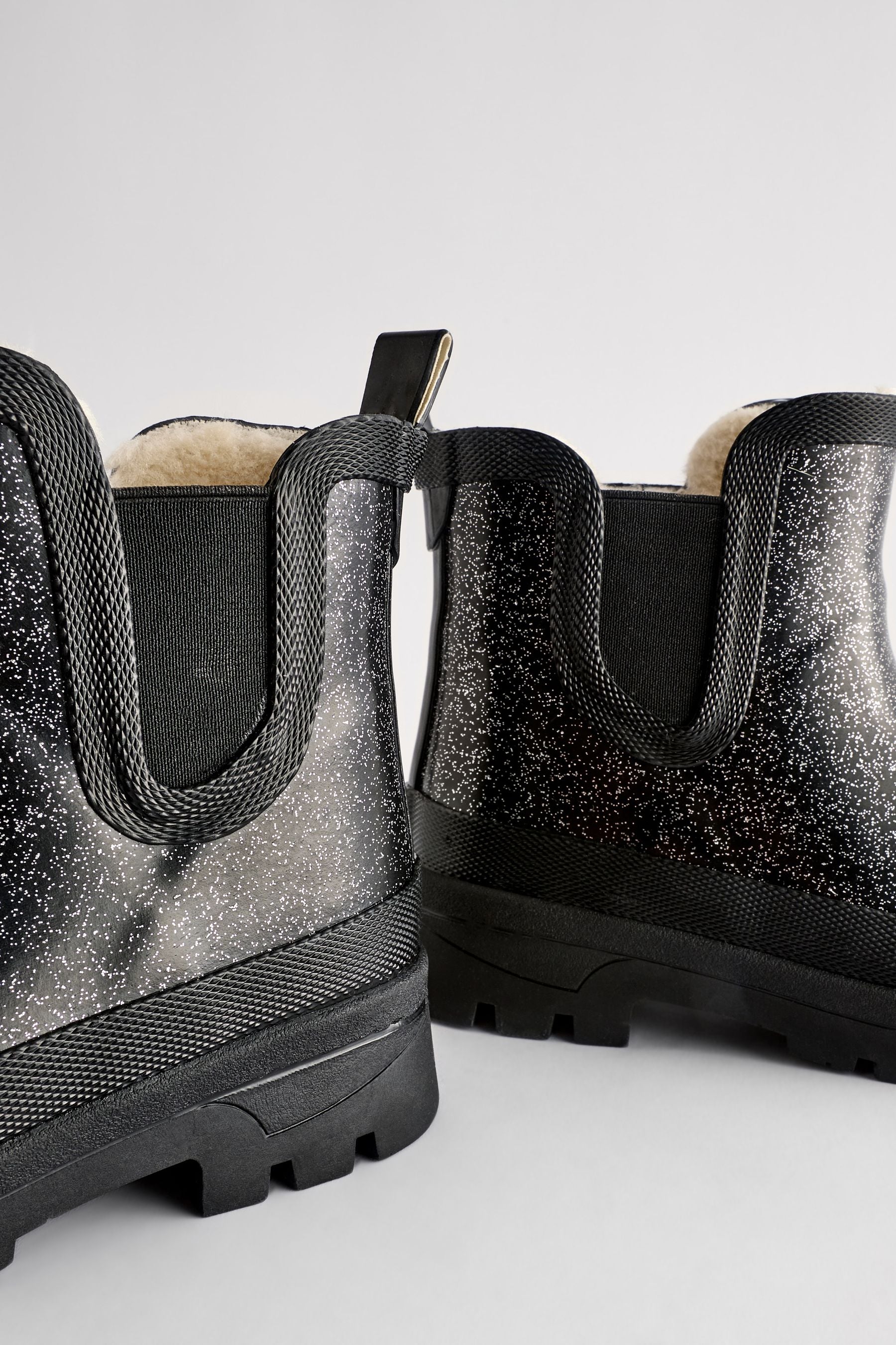 Black Glitter Chelsea Wellies