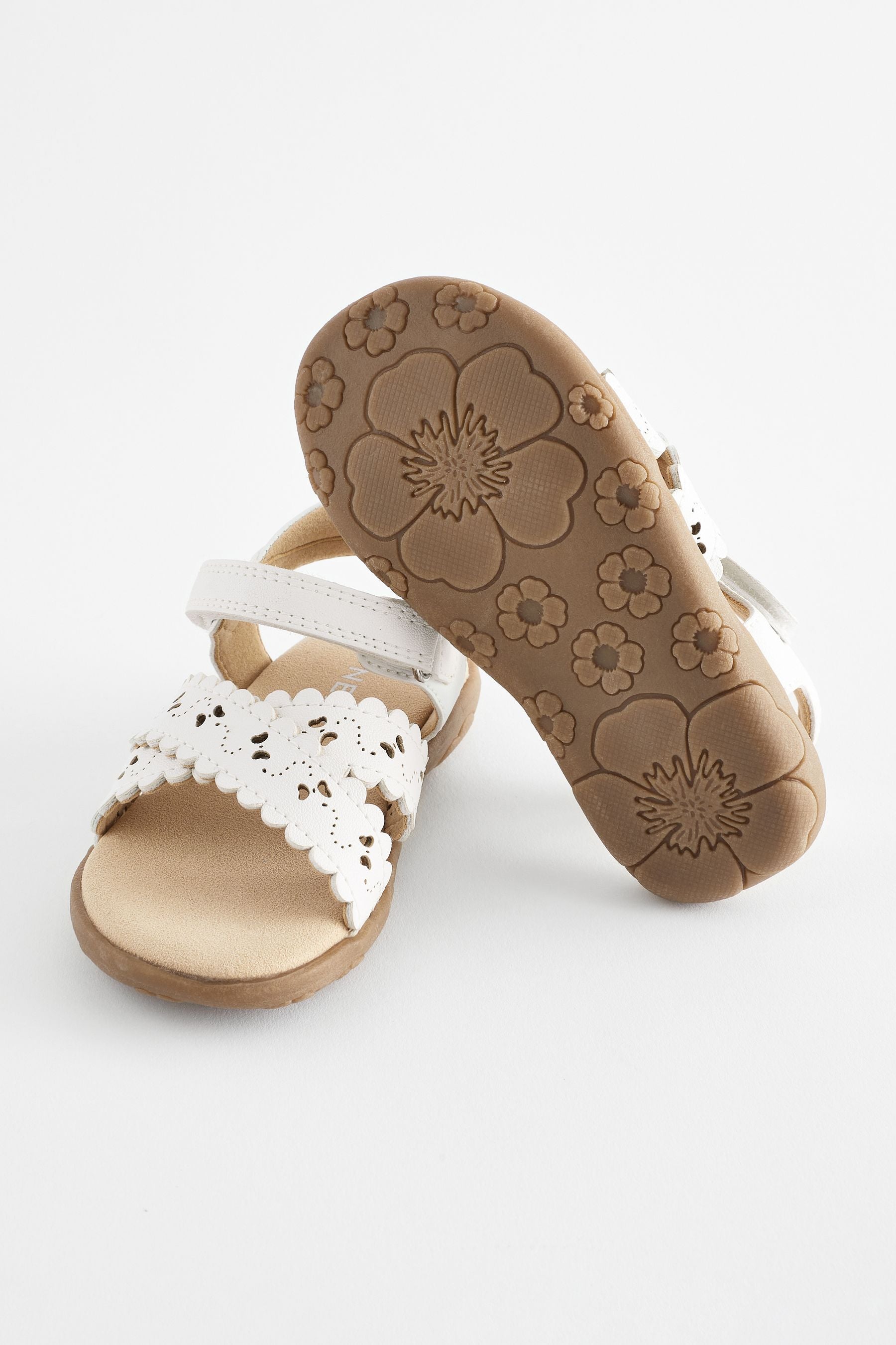 White Standard Fit (F) Cross Strap Sandals