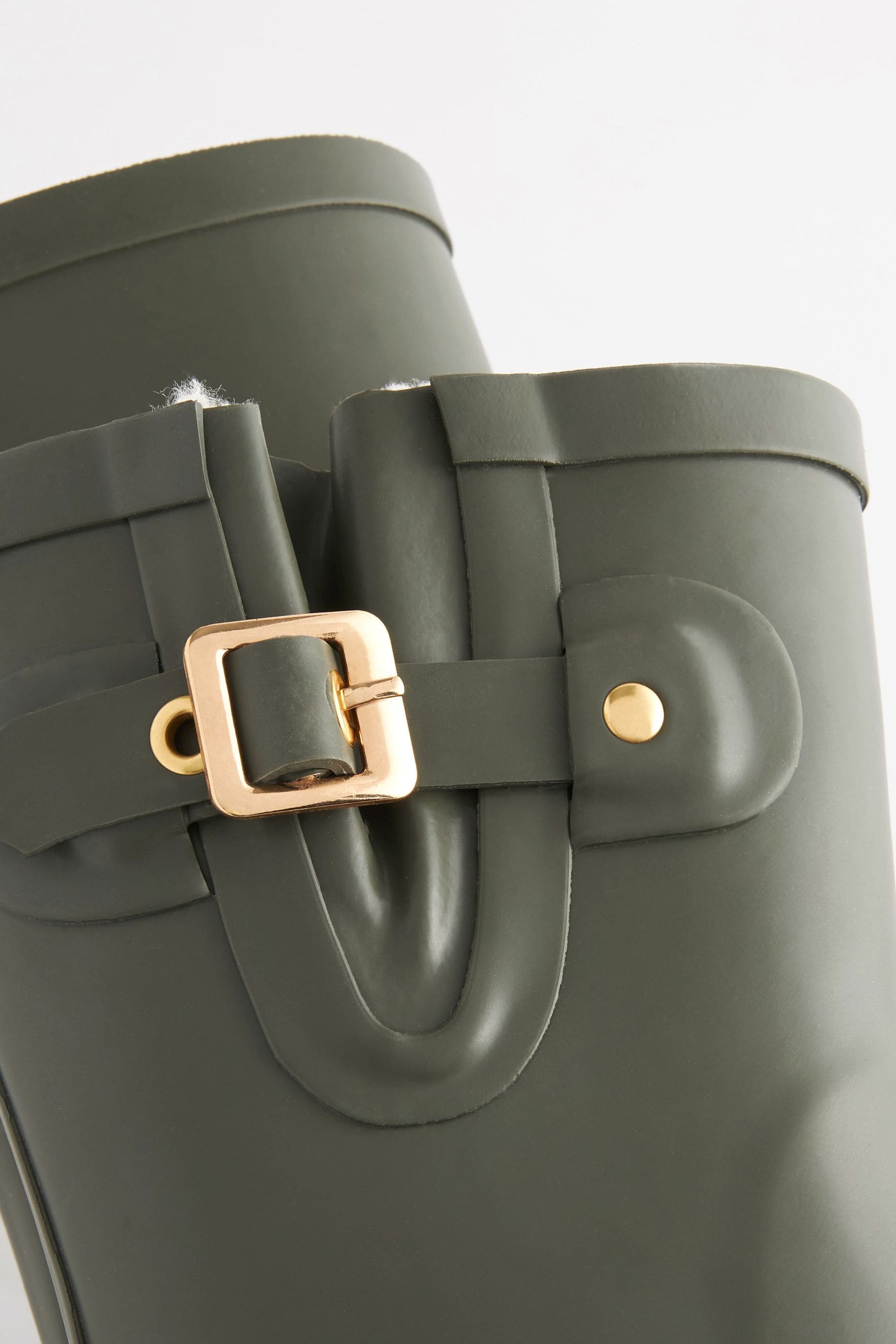 Khaki Green Warm Lined Buckle Wellies