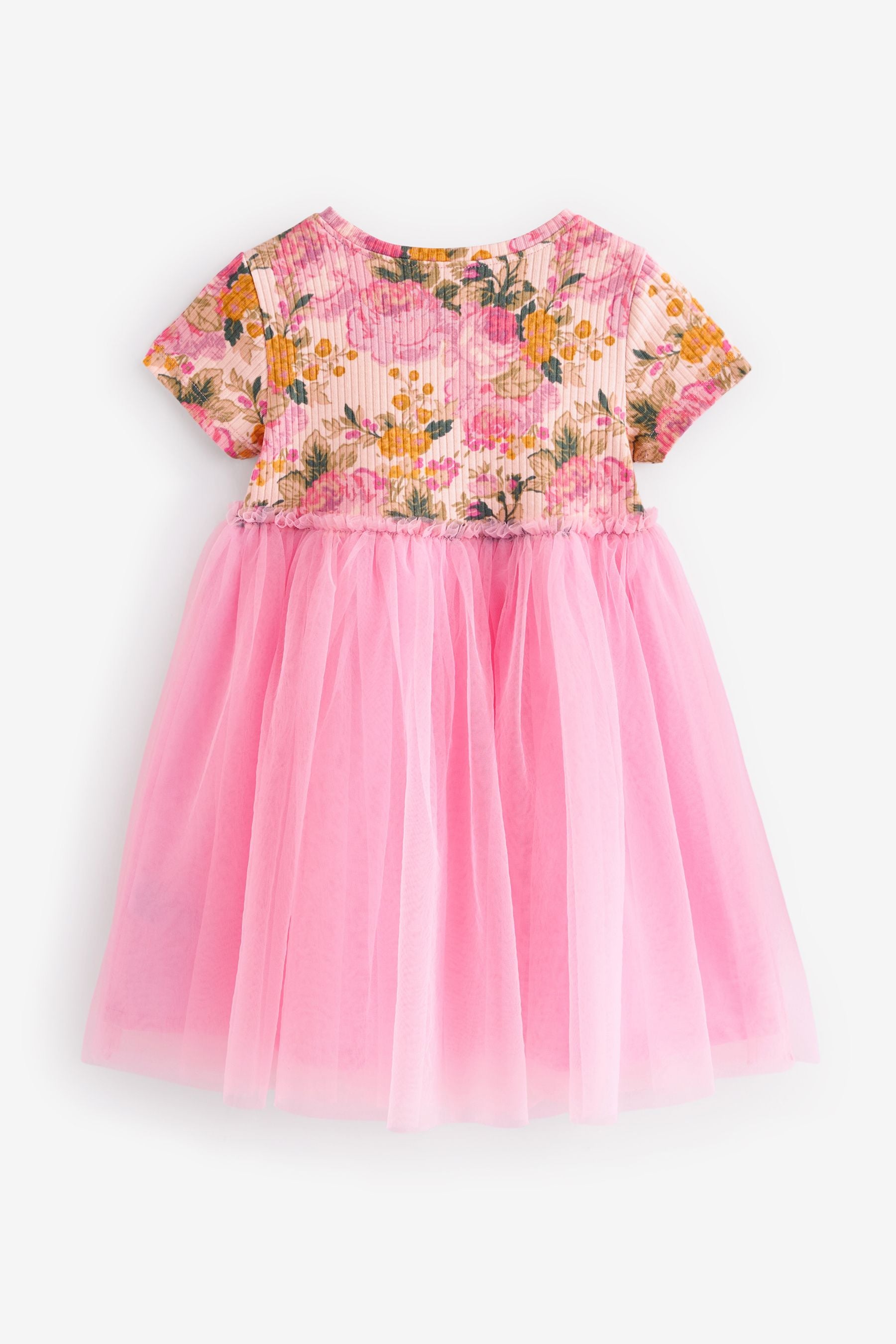 Pink Rib Mesh Jersey Dress (3mths-7yrs)