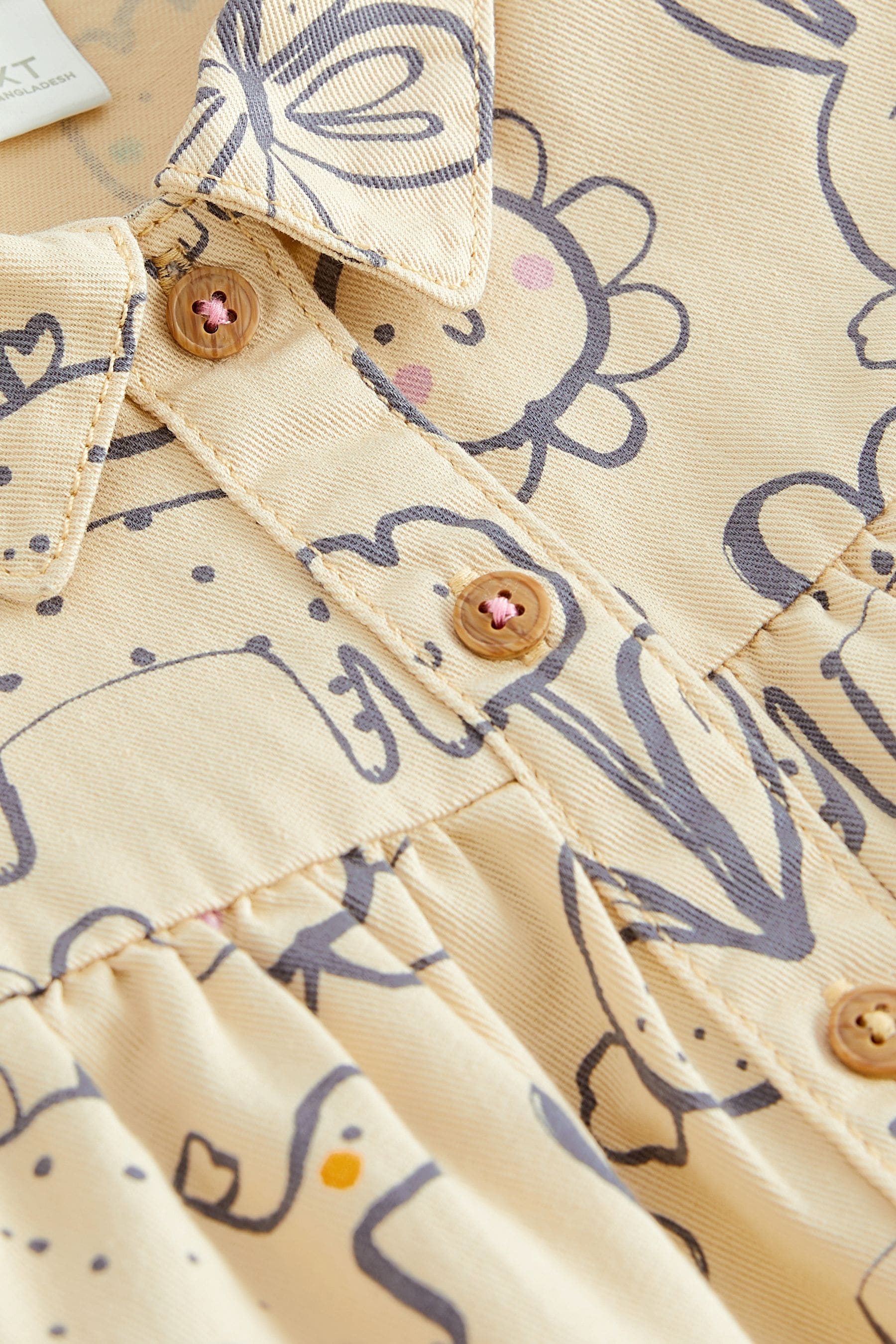 Pale Yellow Floral Cotton Shirt Dress (3mths-8yrs)