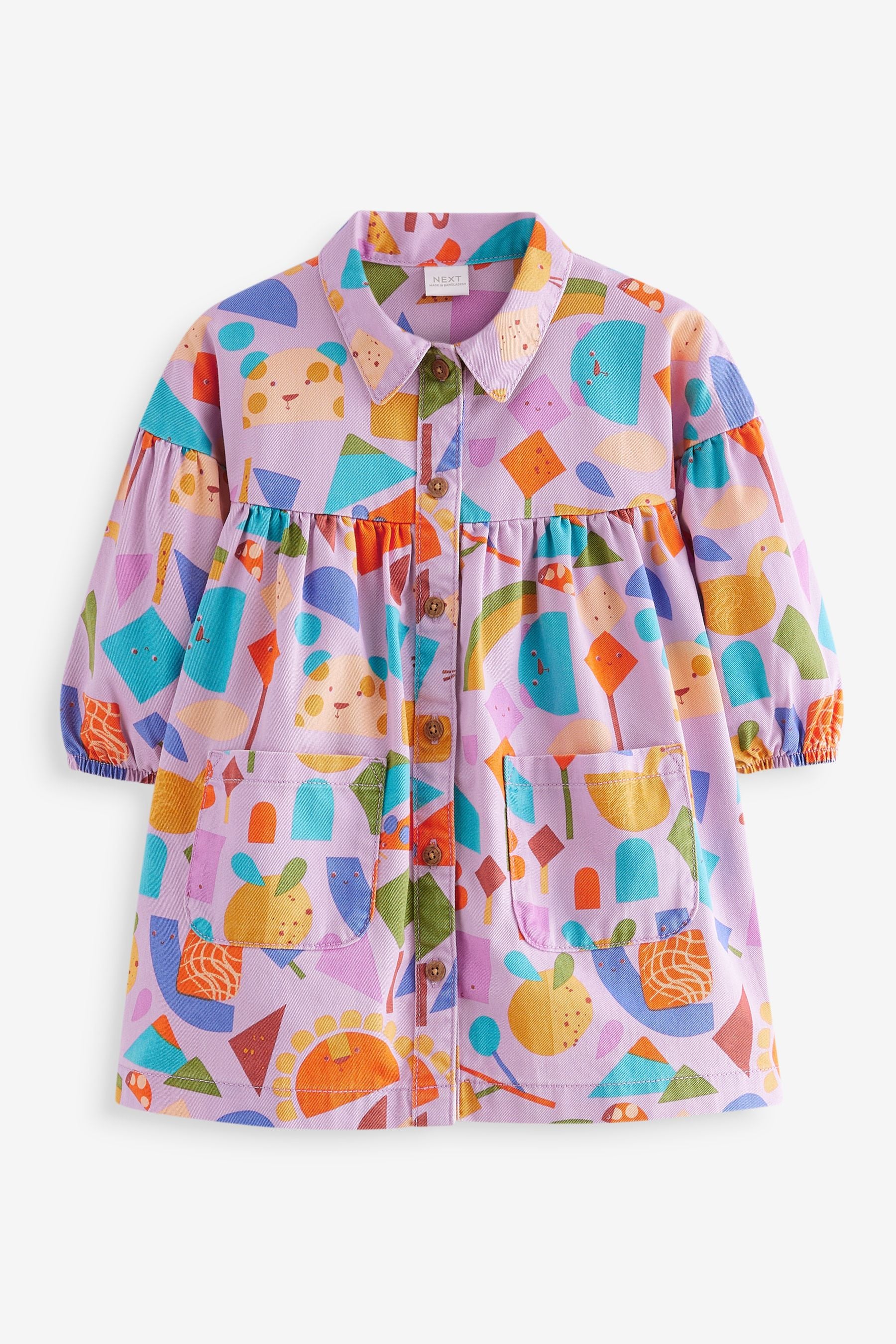 Purple Character Print 100% Cotton Shirt Dress (3mths-8yrs)