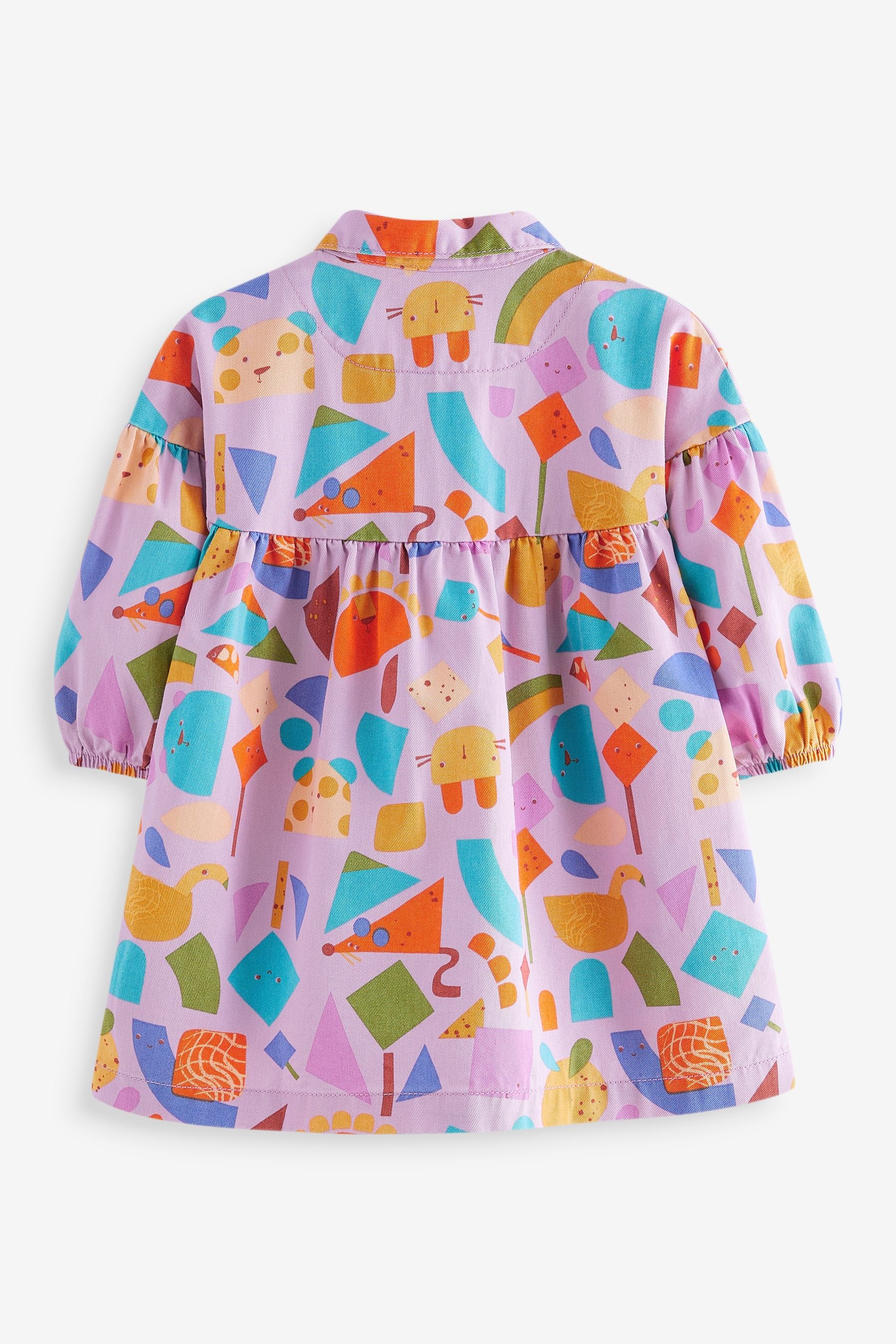 Purple Character Print 100% Cotton Shirt Dress (3mths-8yrs)