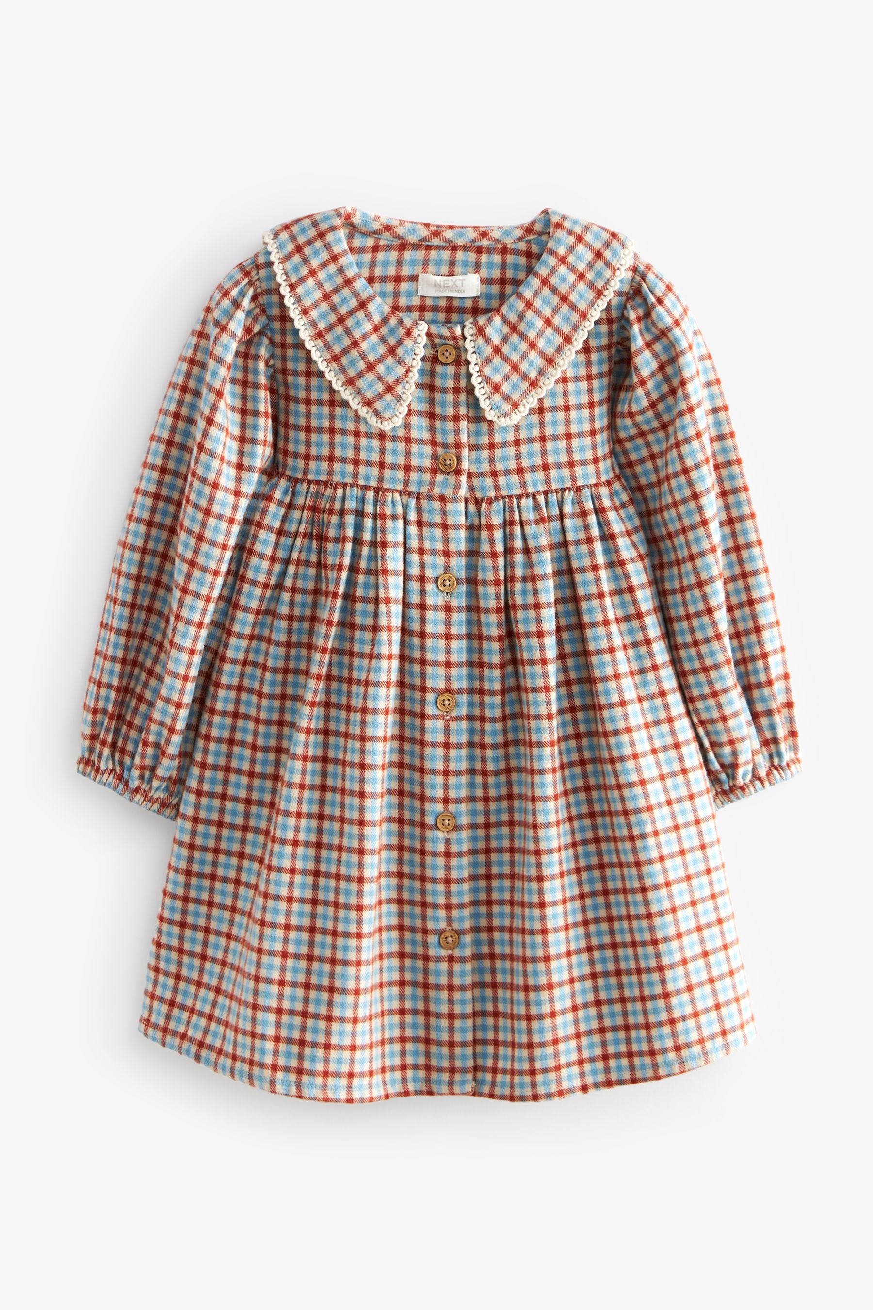 Blue/Ginger Check Collar Dress (3mths-8yrs)