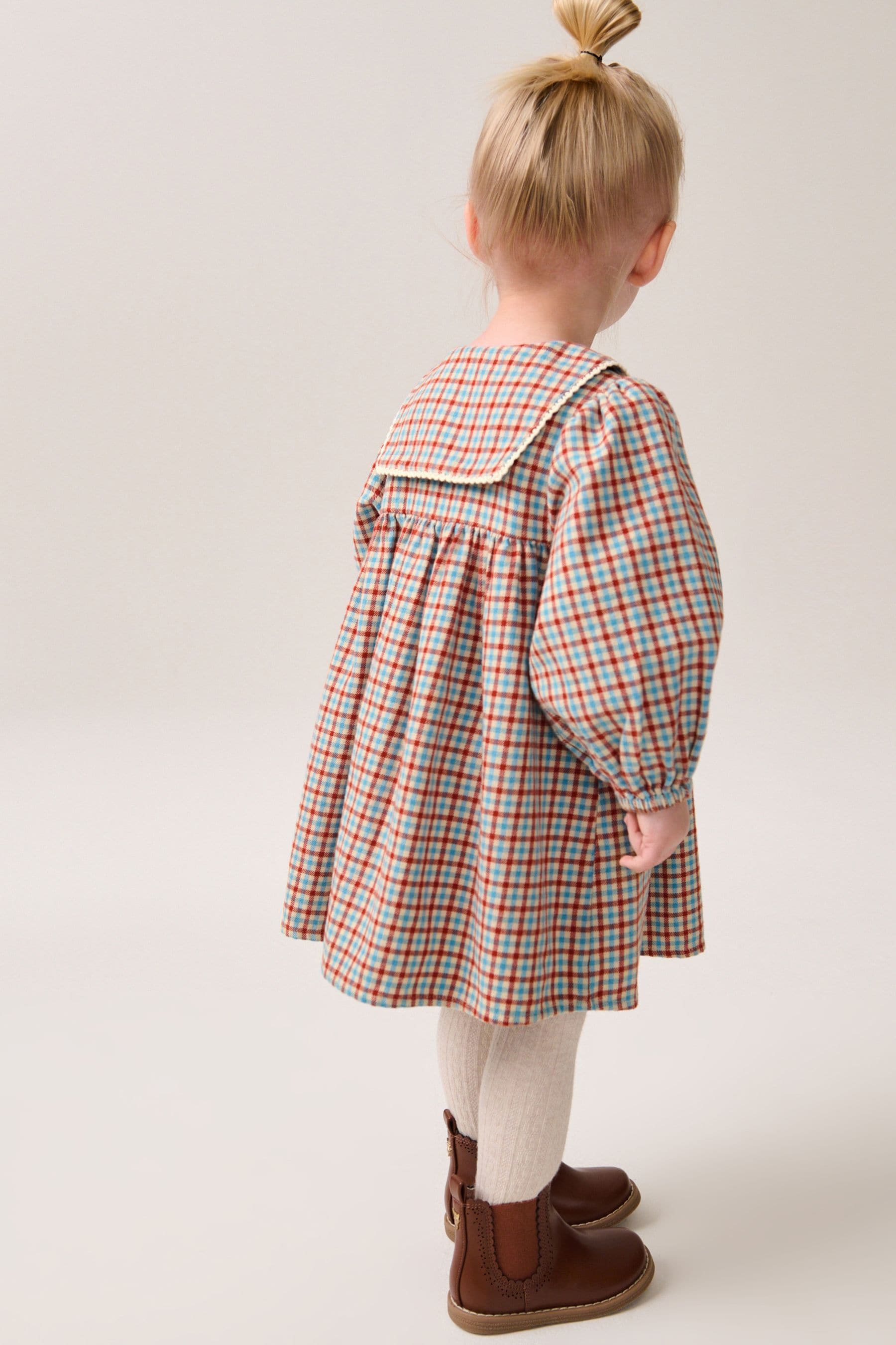 Blue/Ginger Check Collar Dress (3mths-8yrs)