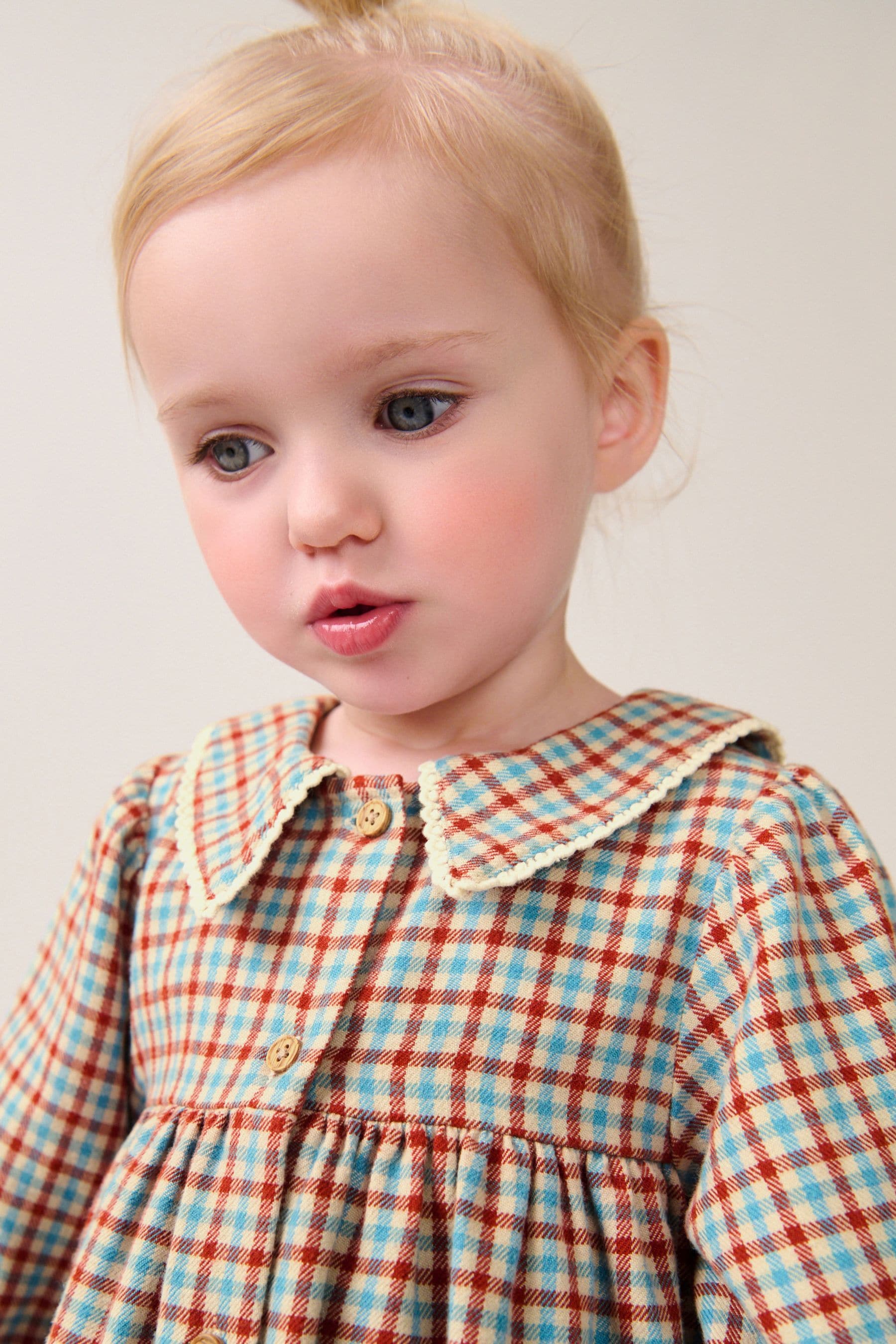 Blue/Ginger Check 100% Cotton Collar Dress (3mths-8yrs)