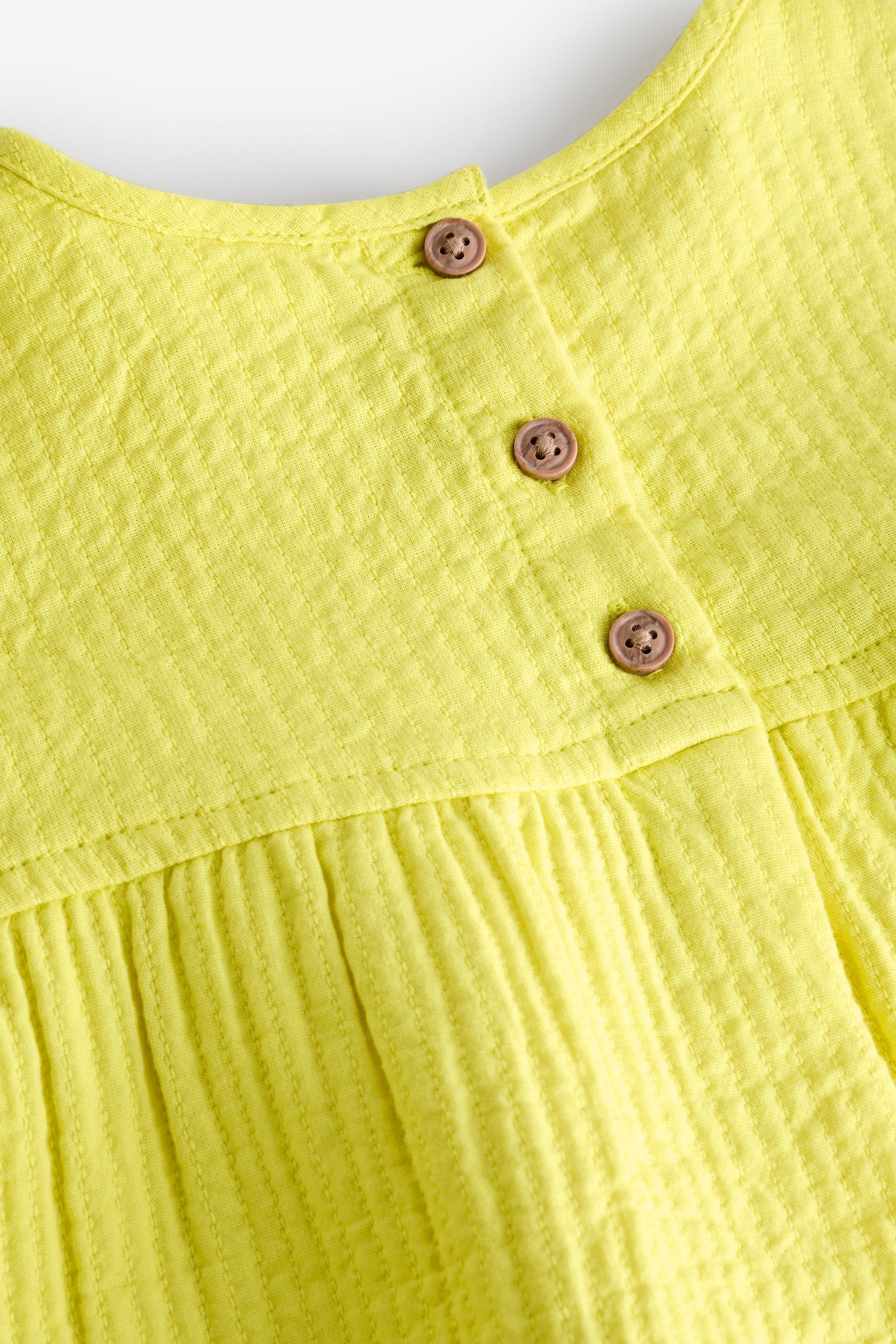 Yellow Textured 100% Cotton Dress (3mths-8yrs)