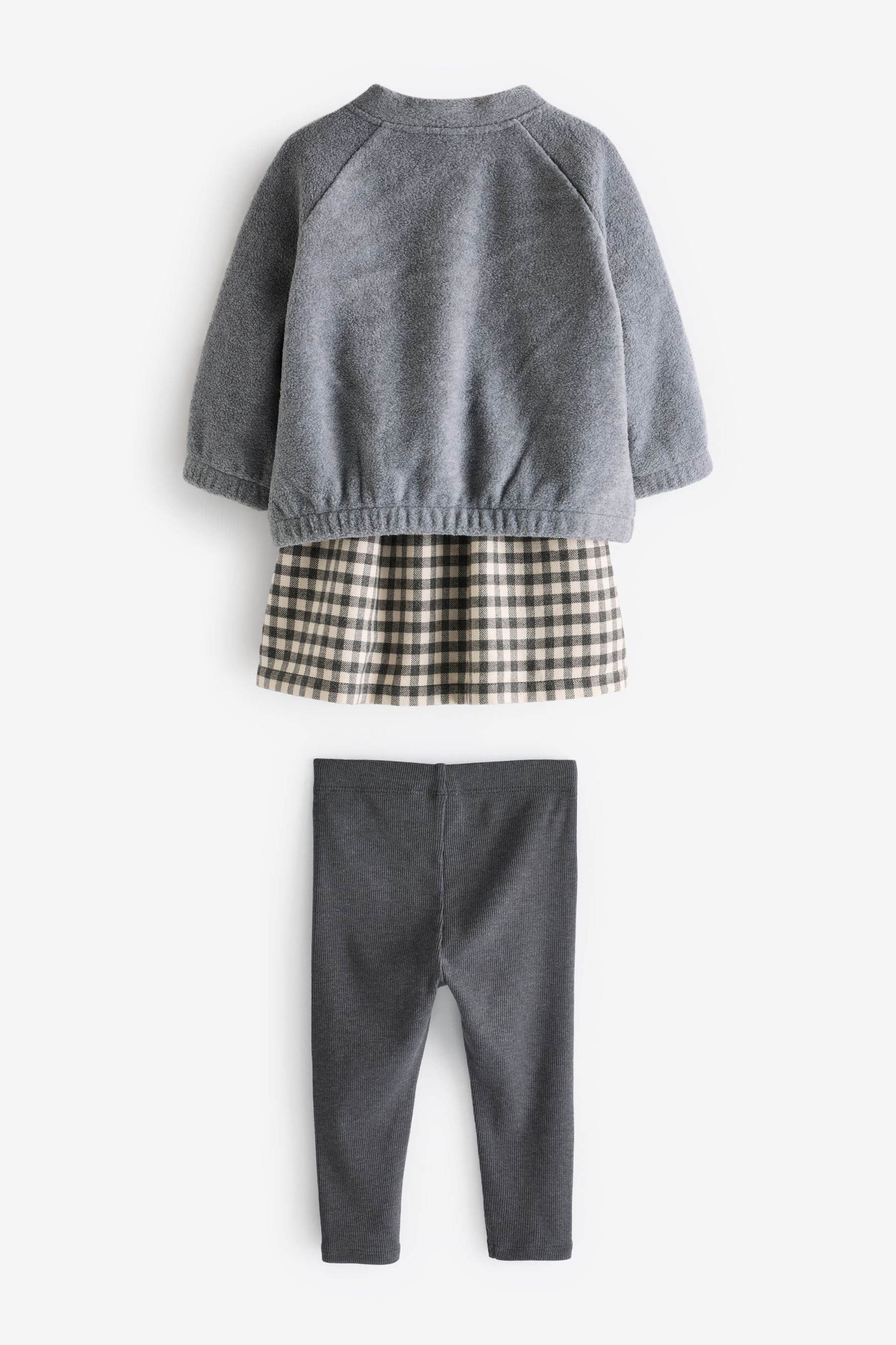 Grey Gingham 100% Cotton Dress, Jacket And Leggings Set (3mths-8yrs)