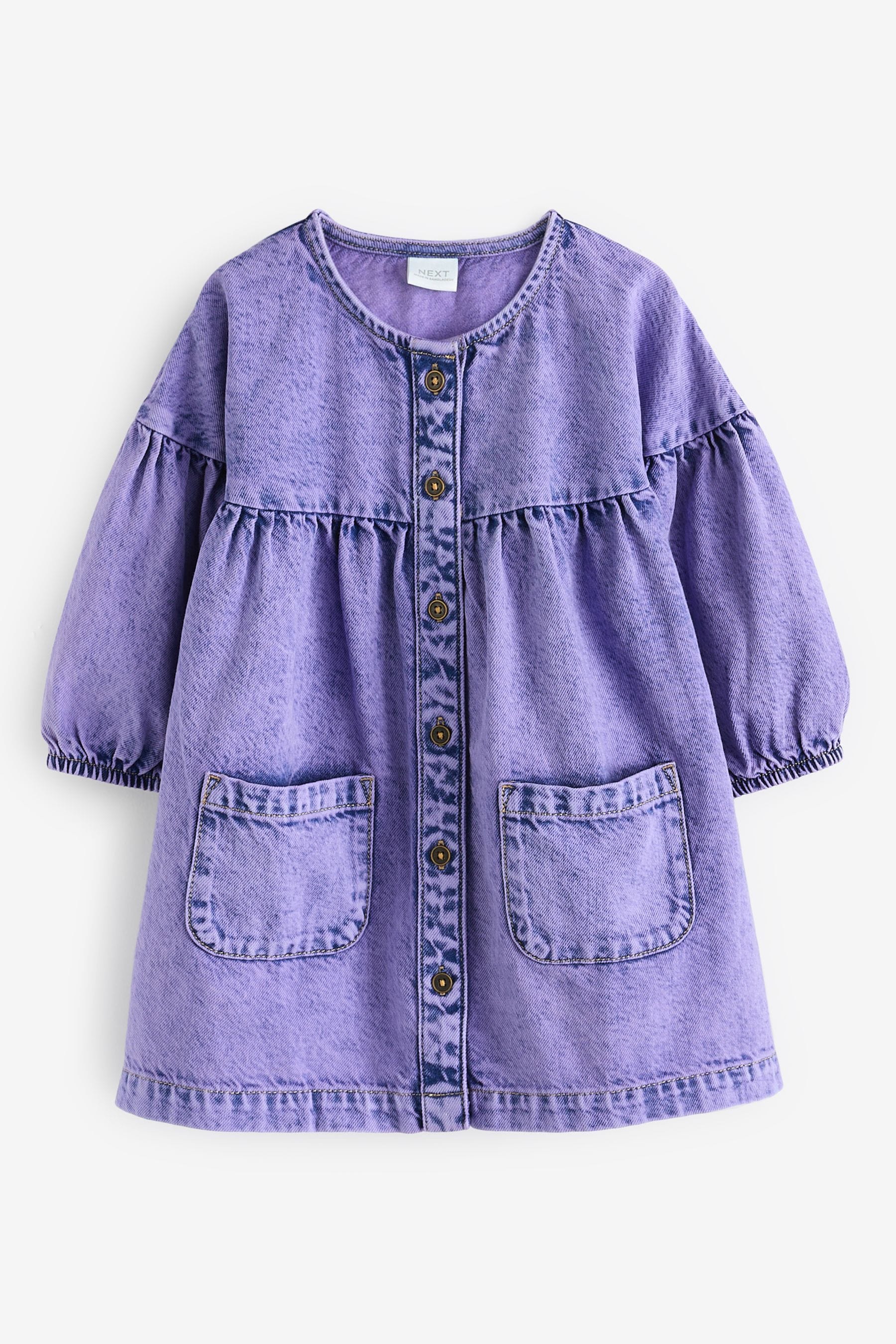 Purple Denim 100% Cotton Button Through Dress (3mths-8yrs)