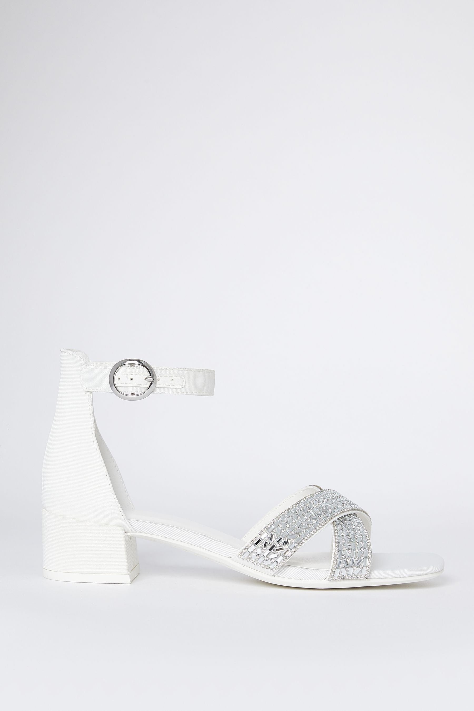 White Lipsy Low Block Heel Occasion Sandal