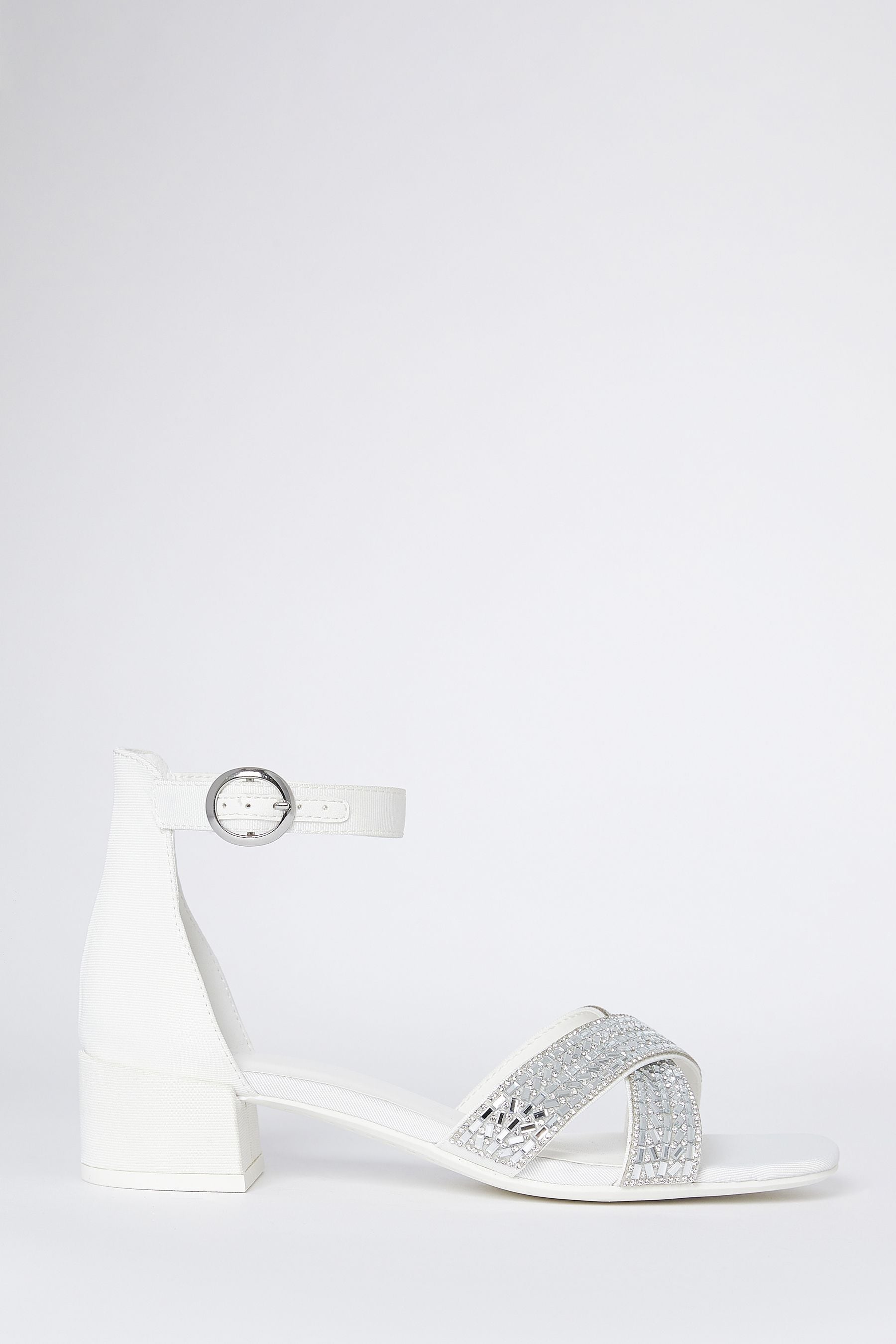 White Lipsy Low Block Heel Occasion Sandal