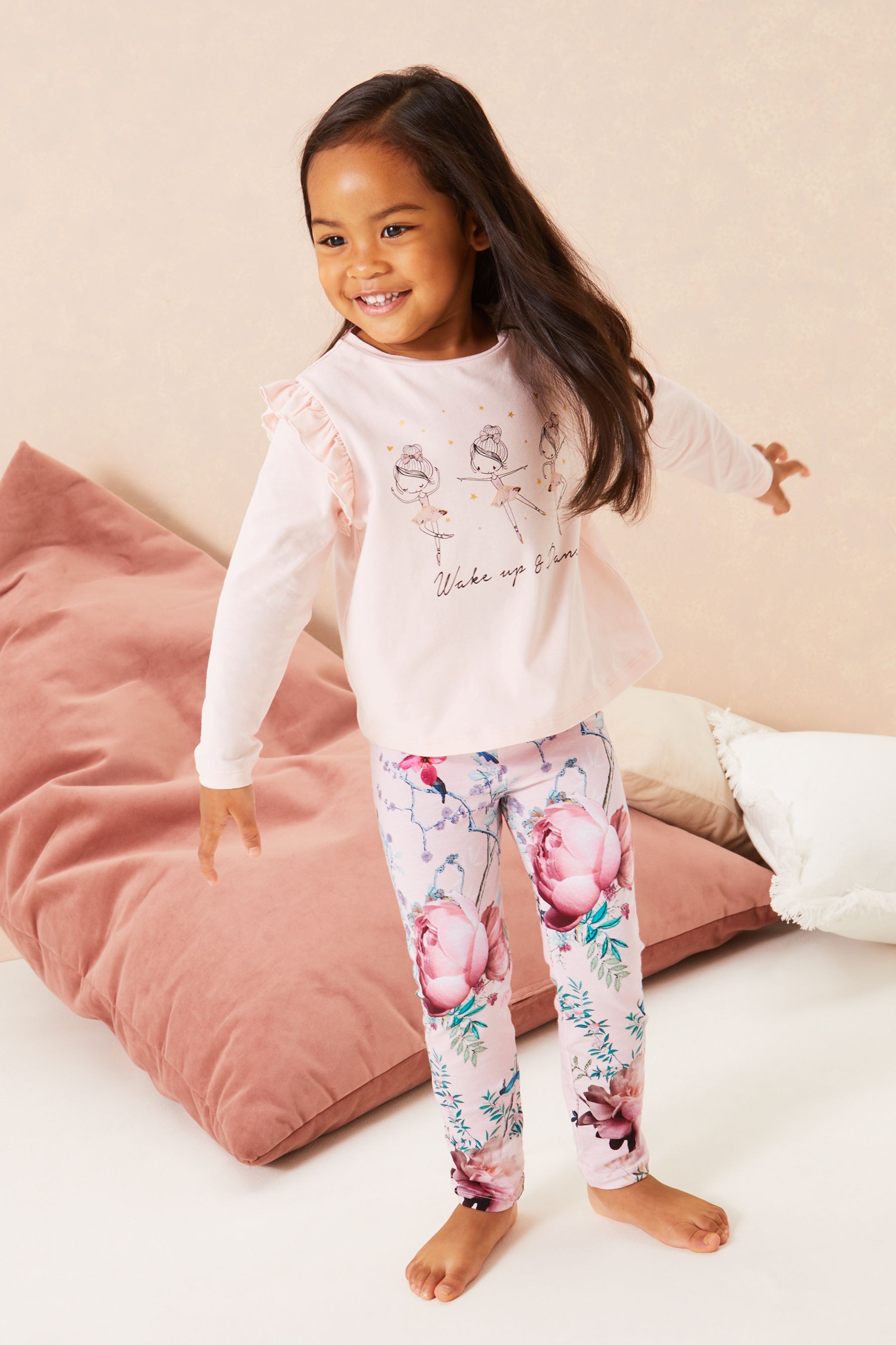 Pink Floral Mini Long Sleeve Jersey Pyjamas