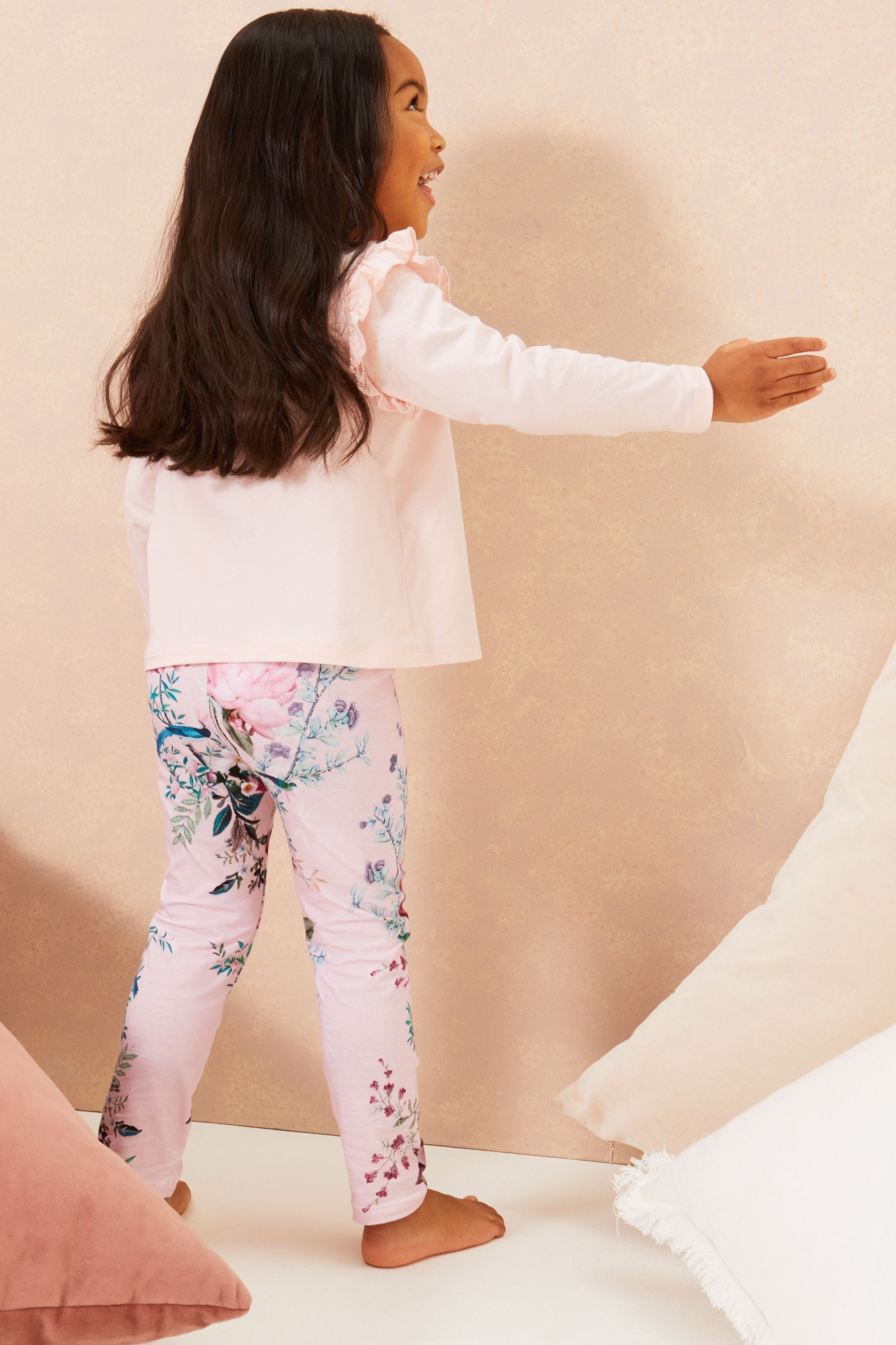 Pink Floral Mini Long Sleeve Jersey Pyjamas