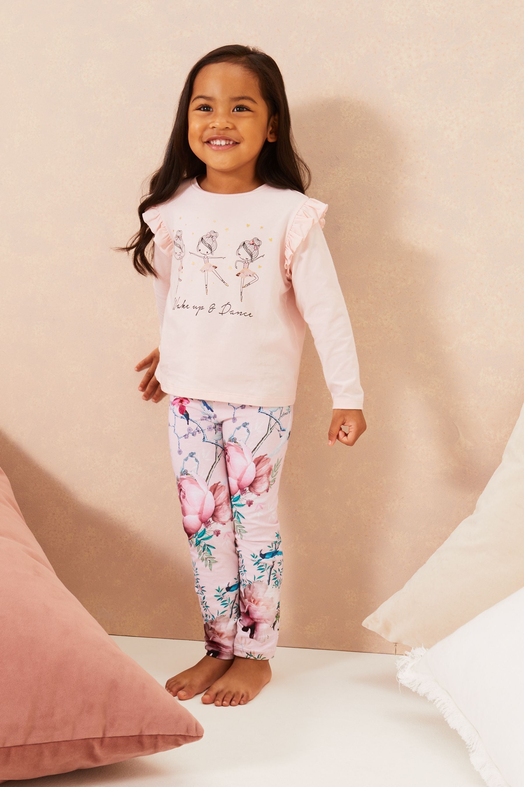 Pink Floral Mini Long Sleeve Jersey Pyjamas