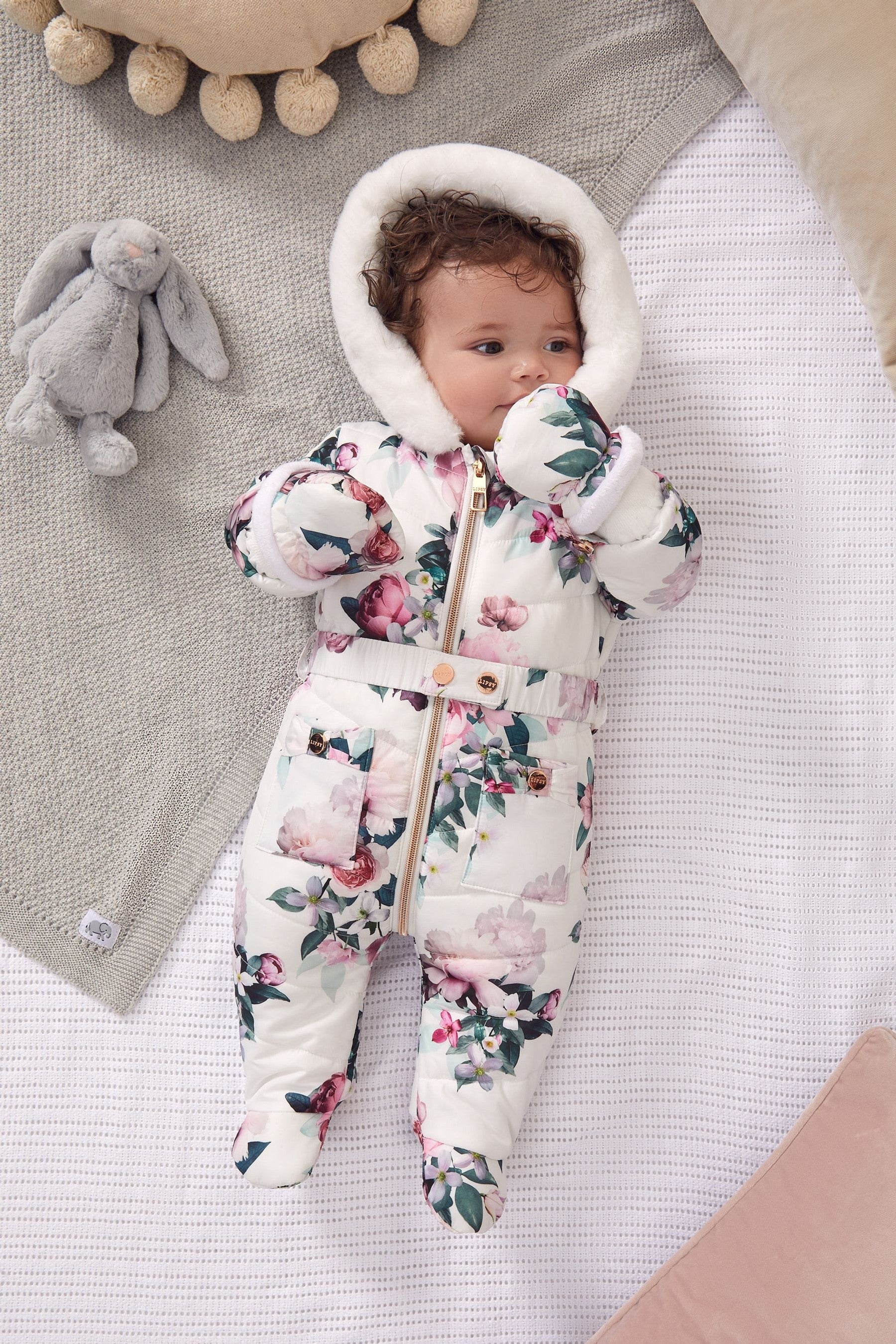 Pink Floral Baby Snowsuit